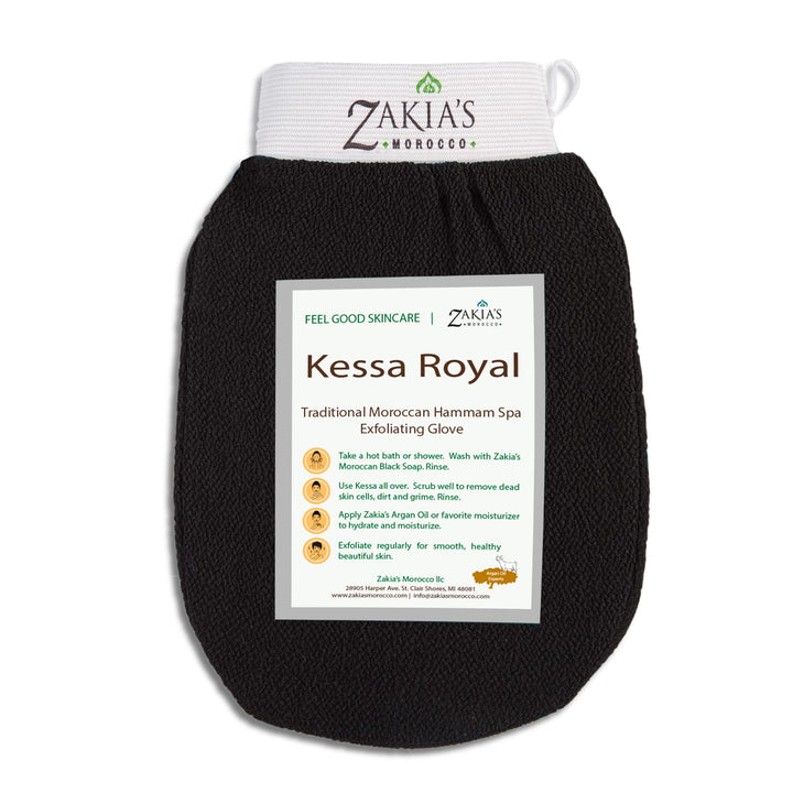 Original Kessa Exfoliating Glove - Charcoal Black - Microdermabrasion At Home Exfoliating Mits, Removes unwanted dead skin, dirt and grime and Keratosis Pilaris. Great for spray tan removal. (1 Unit)