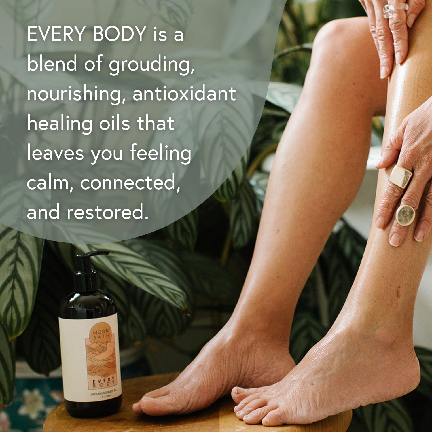 Moon Bath Every Body Grounding Body Oil | Contains Jojoba, Marula & Moringa Oils combined w/Sandalwood & Cypress to Calm | Organic & Clean Beauty, No Synthetic Fragrance 12 fl oz.