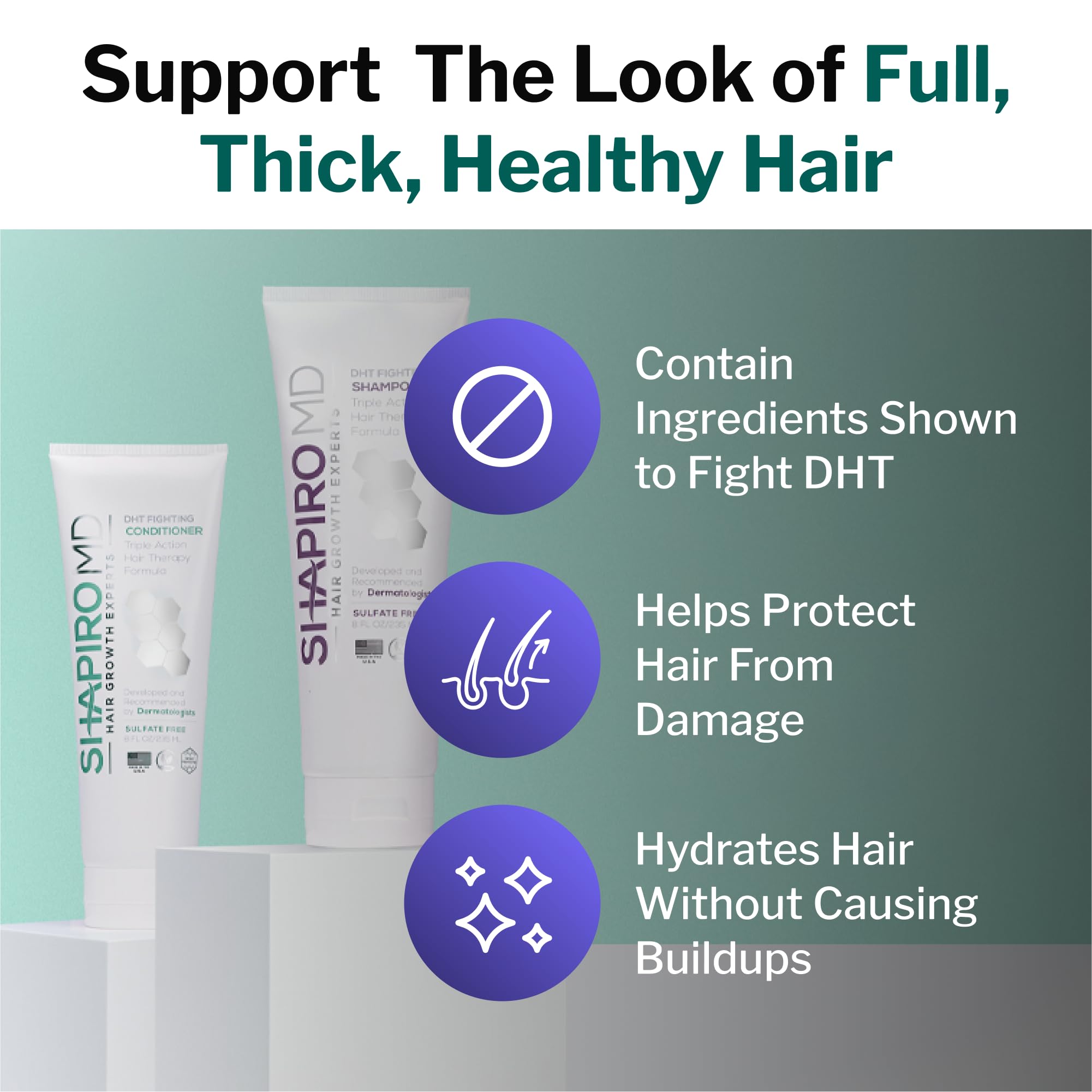 Shapiro Md Shampoo And Conditioner Containing The 3 Most Powerful, All-Natural Dht Blockers For Thicker, Fuller, And Healthier Hair (1 Month Supply)