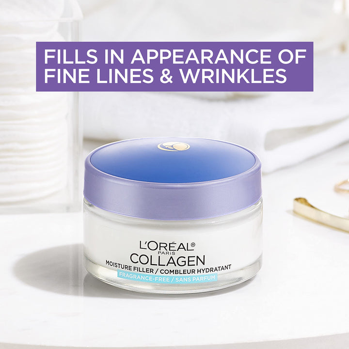 L'Oreal Paris Collagen Daily Face Moisturizer, Reduce Wrinkles, Face Cream, Fragrance Free 1.7 oz
