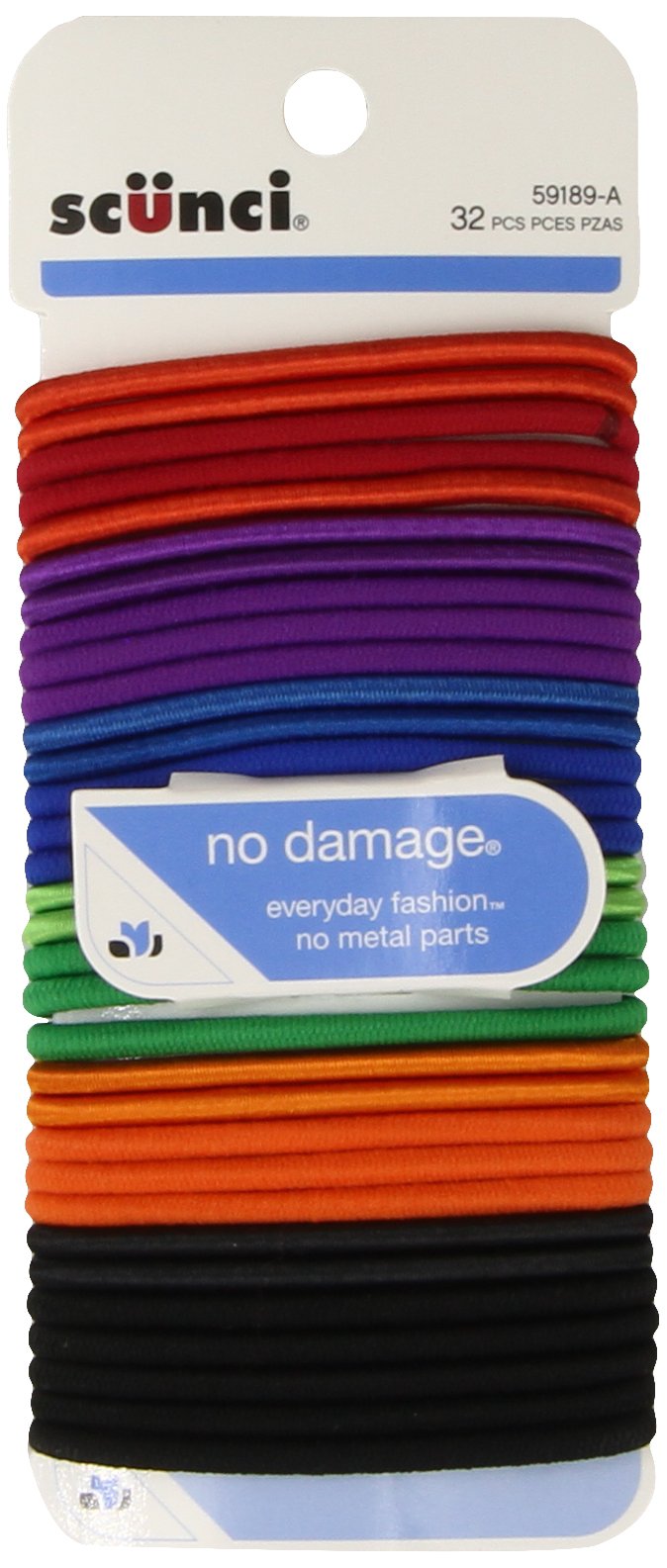 Scunci Effortless Beauty Large No-damage Carribean Elastics, 32 Count by Scunci