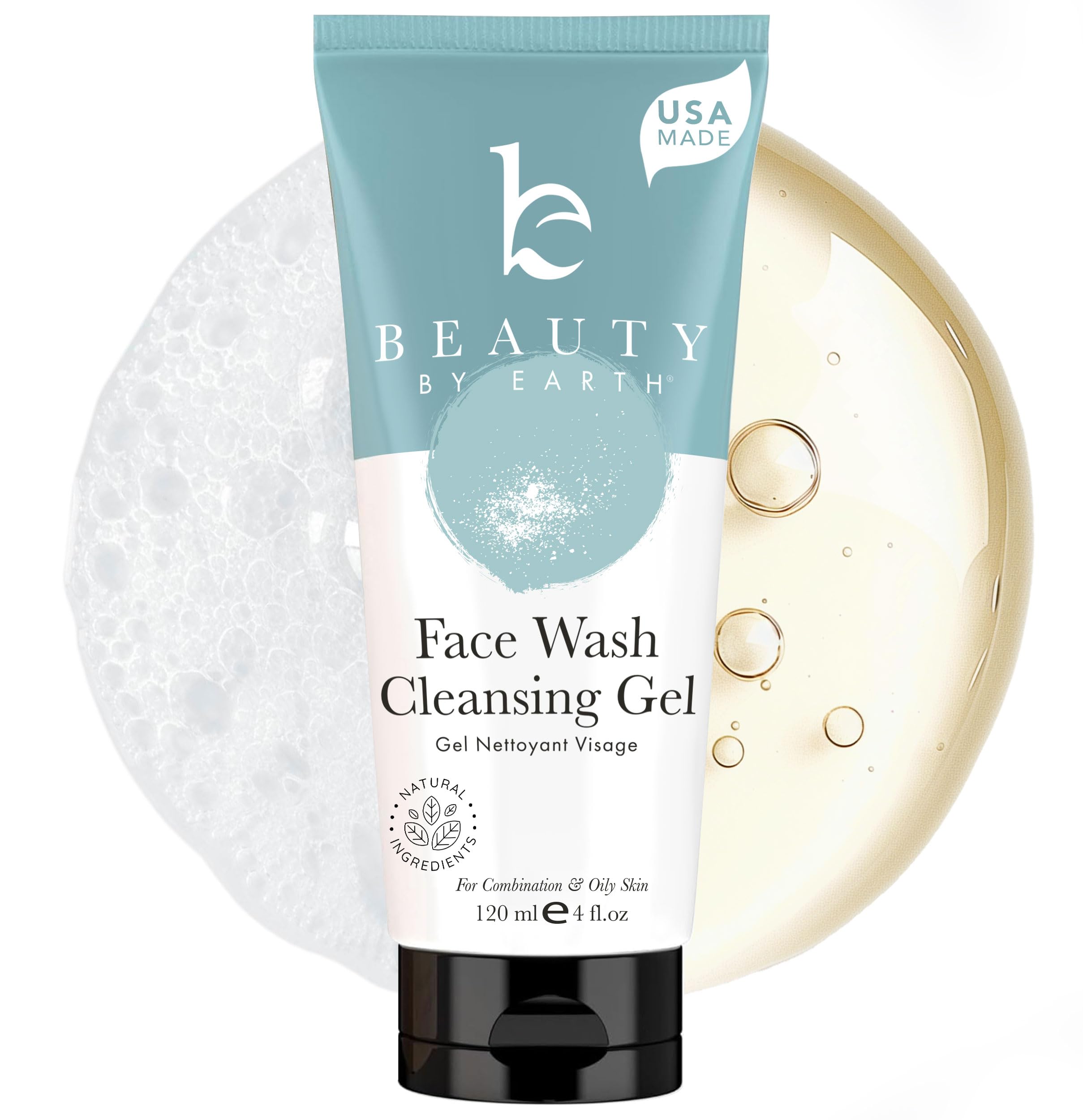 Facial Cleanser; Gel Face Wash with Organic and Natural Anti-Aging Formula; Restorative Gentle Soap for Anti Breakout, Deep Pore Cleansing; Normal, Combo or Acne Prone Skin, Daily Use Men & Women