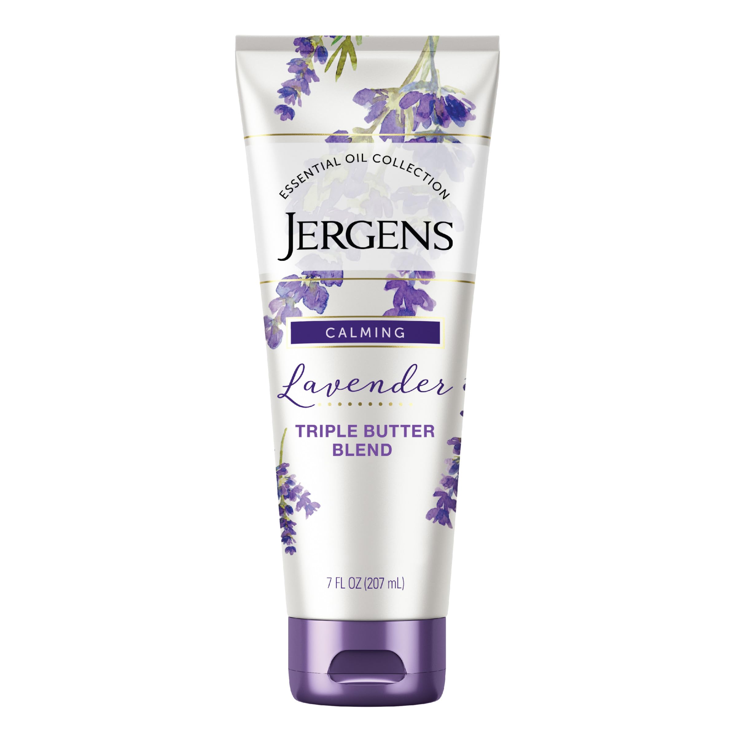Jergens Lavender Body Butter Moisturizer, 7 Ounce Lotion, with Essential Oil, for Indulgent Moisturization
