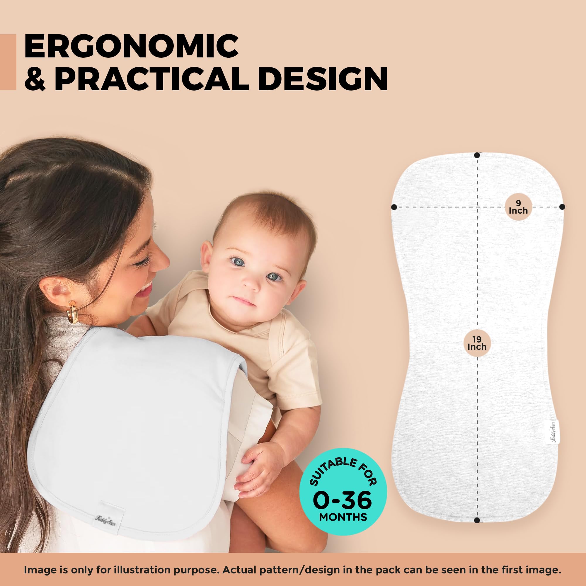 KiddyStar 5 Pack Organic Cotton Baby Burp Cloths – 3 Layer, 21x10 Large, Ultra Soft & Absorbent Burping Rags for Newborns – Infant Towels for Milk Spit Up