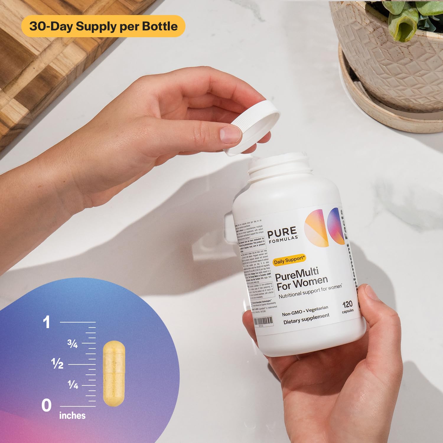 PureFormulas PureMulti for Women - Comprehensive Multivitamin for Women with Essential Nutrients and Herbal Support Womens Daily Multivitamins for Nutritional Support Non-GMO - 120 Capsules