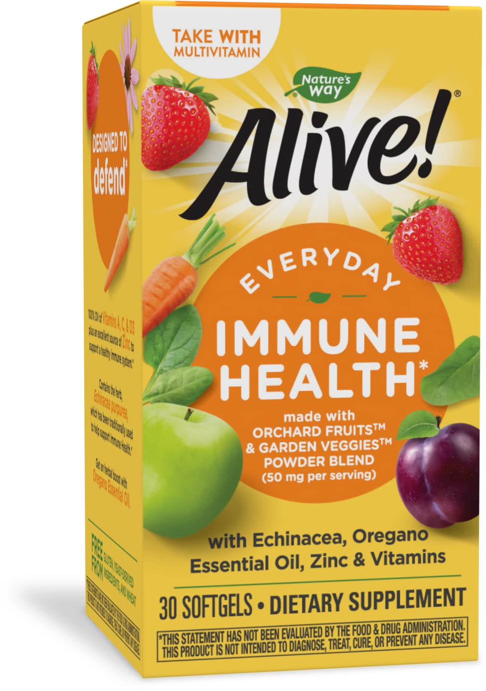 Nature's Way Alive! Everyday Immune Health* with Echinacea & Zinc, Immune Health and General Wellbeing*, 30 Softgels