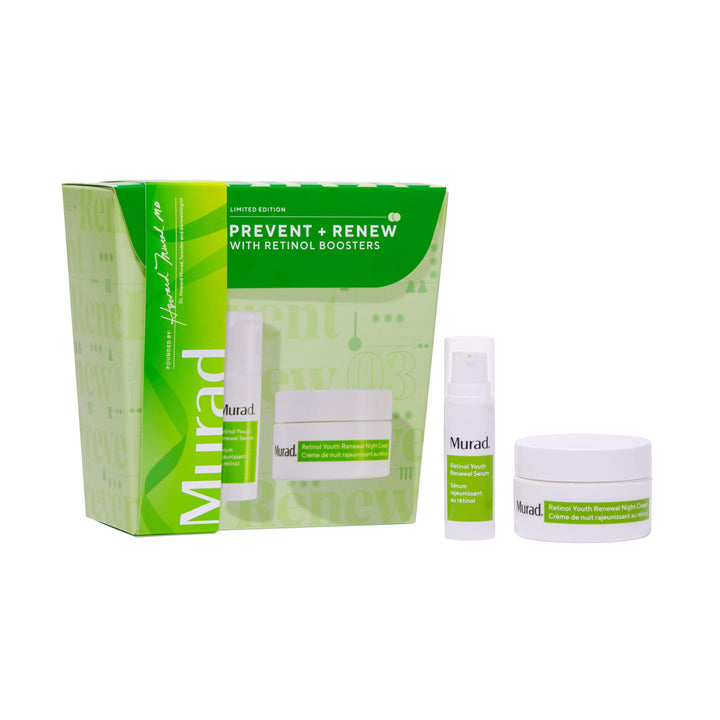 Murad Prevent + Renew w/Retinol - 2-Piece Trial Set ($44 Value) - Retinol Night Regimen for Wrinkles - Retinol Serum 0.17Fl Oz, Retinol Night Cream 0.5Fl Oz