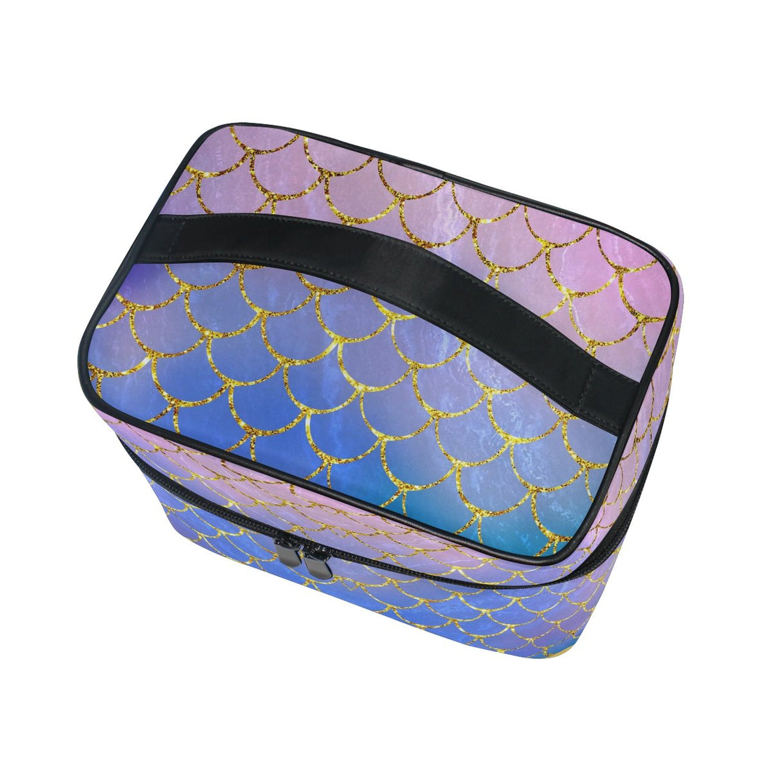 ZOEO Makeup Train Case Purple Mermaid Scales Marble Fish Light Summer Gold Korean Carrying Portable Zip Travel Cosmetic Brush Bag Organizer Large for Girls Women
