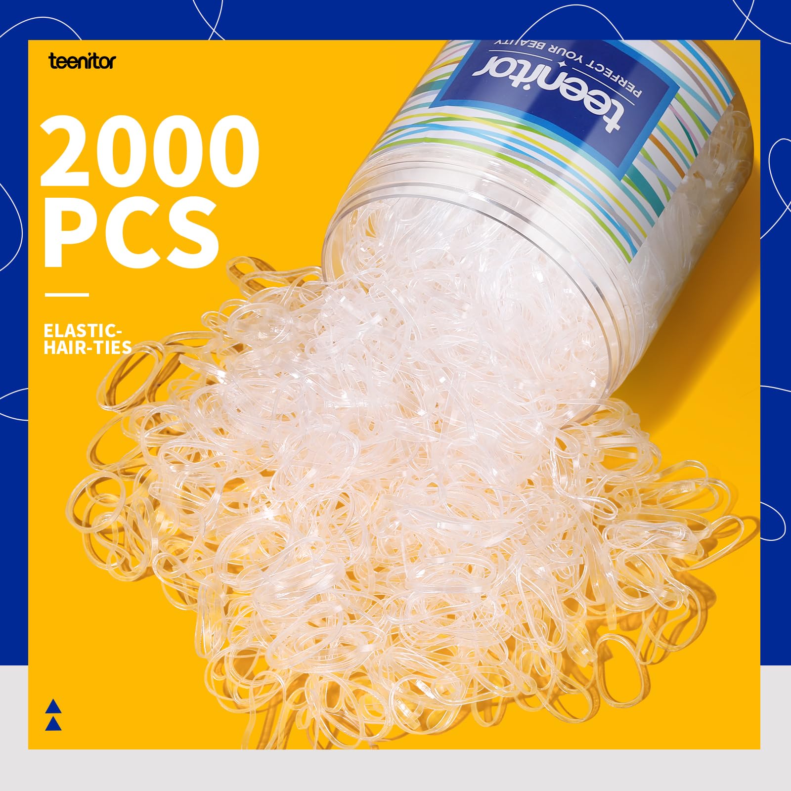 Clear Elastic Hair Bands, Teenitor 2000Pcs Mini Hair Rubber Bands With A Box, Soft Hair Elastics Ties Bands 2Mm In Width And 30Mm In Length