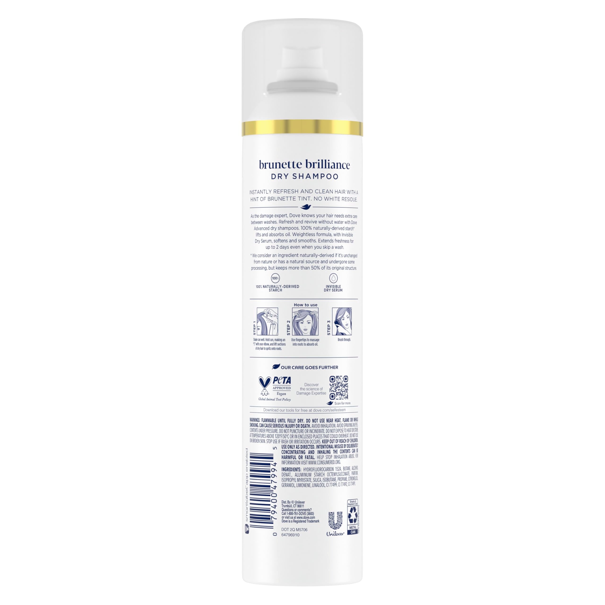 Dove Advanced Dry Shampoo Brunette Brillance Refresh & Revive Hair Without Water Refresh Hair with a Hint of Brunette Tint 7.3 oz