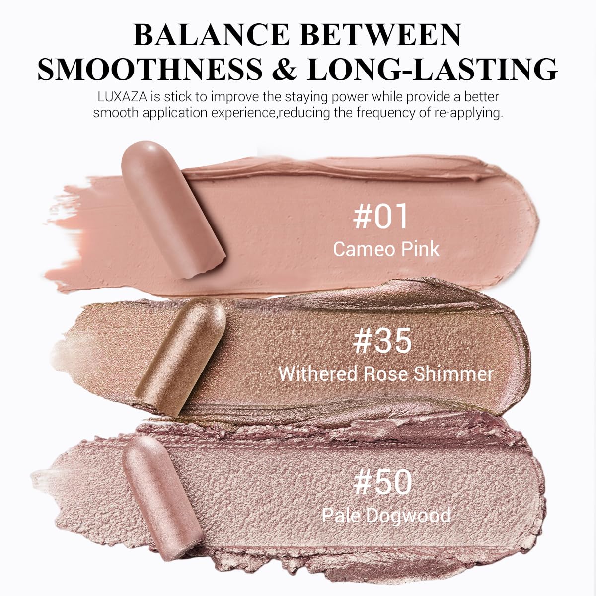 LUXAZA PRO Classic 3PCS Neutral Eyeshadow Stick Makeup Set, Metallic Shimmer Matte Cream Eye Shadow Eyeliner Brightener Pencil Crayon - H1