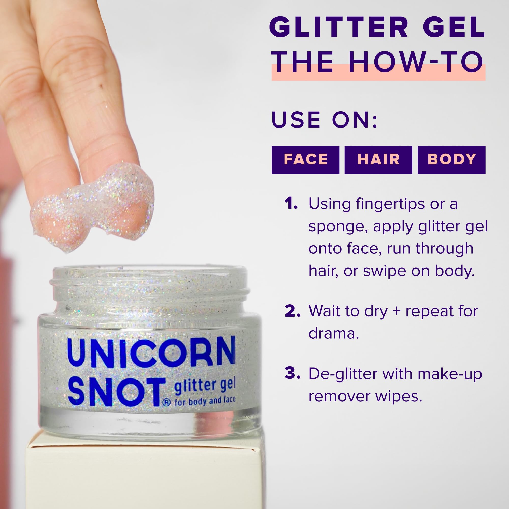 Unicorn Snot Face & Body Glitter - Cosmetic-Grade Holographic Glitter Gel - Makeup for Festivals, Raves, Anime Cosplay - Safe for Face, Easy Application & Removal, 1.7oz Silver (Disco)