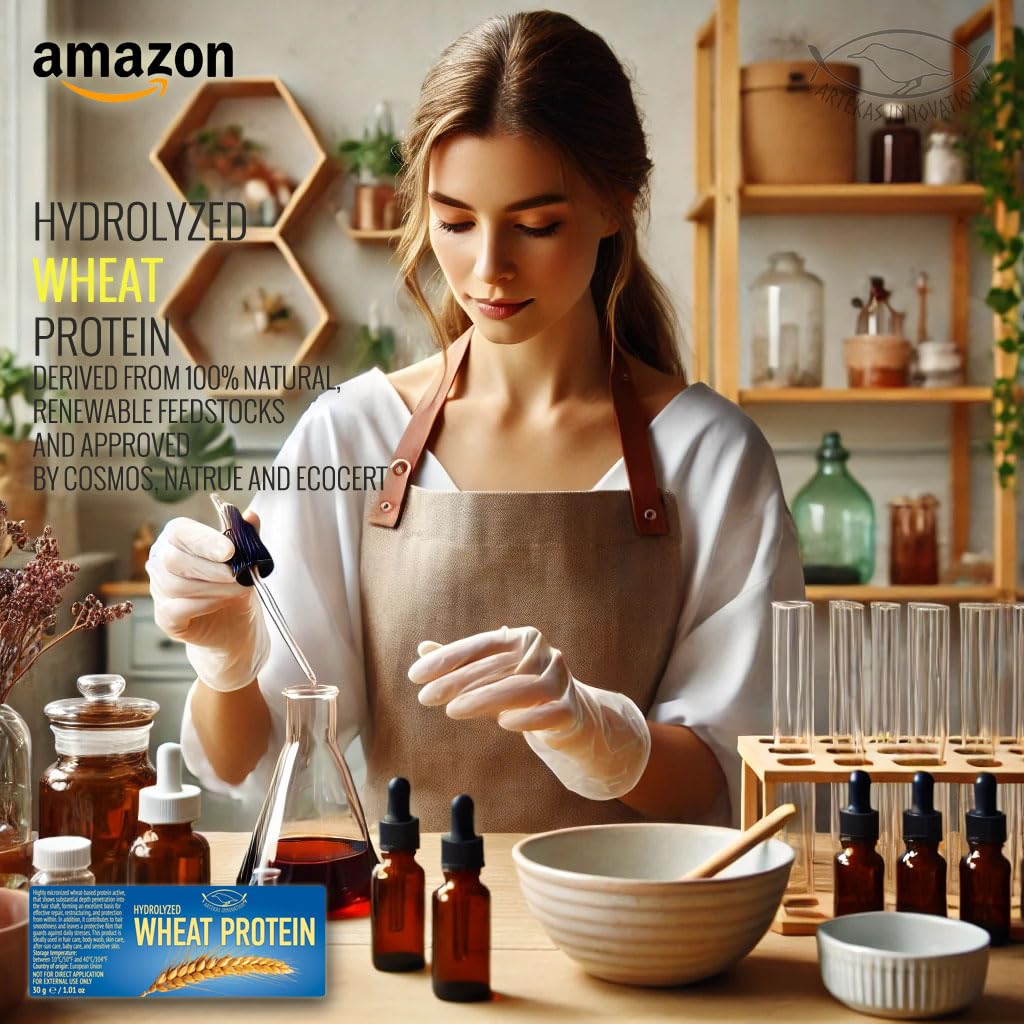 Artekas Innovation - HYDROLYZED WHEAT PROTEIN - Liquid - for Homemade Hair, Skin, Body Wash, Shampoos, Conditioners - 1.76 Oz