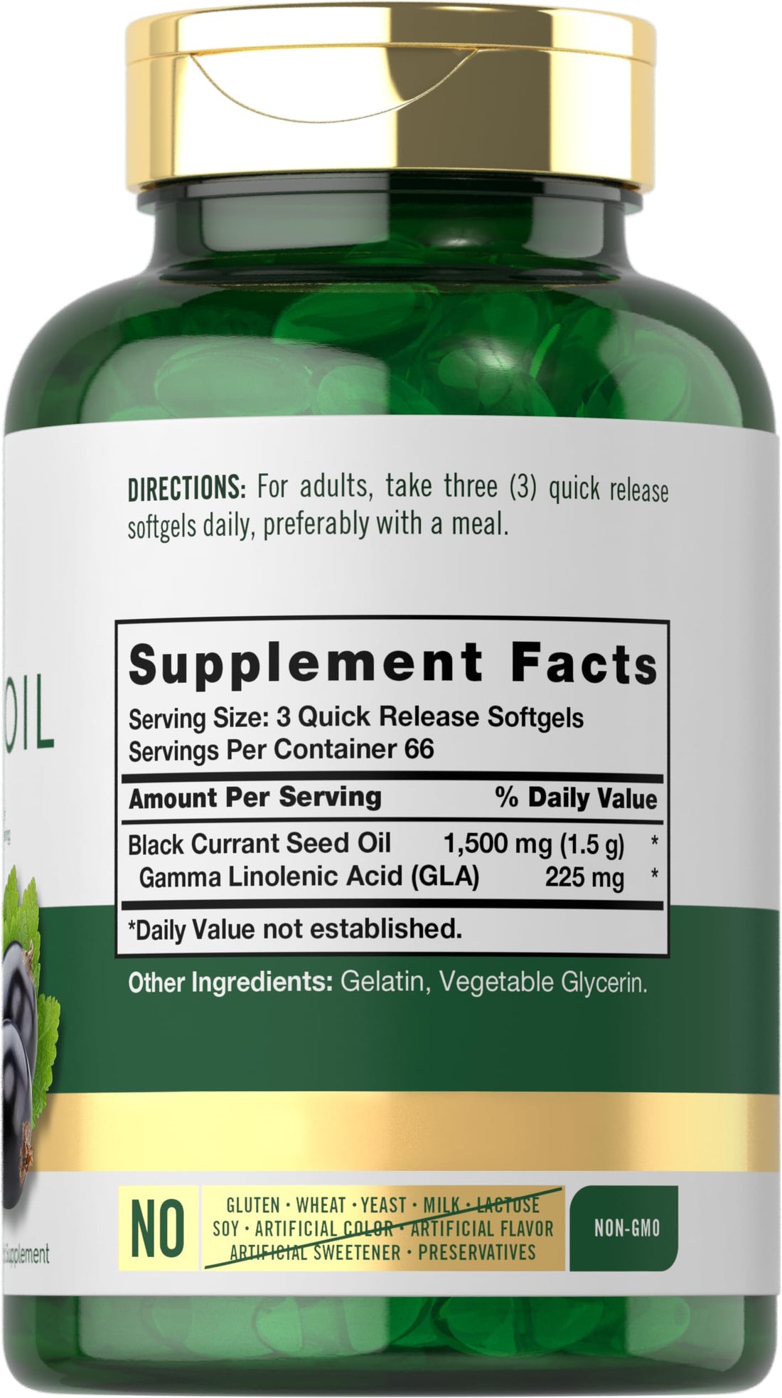 Carlyle Black Currant Oil Softgels | 1500mg | 200 Count | Non-GMO and Gluten Free Formula | Black Currant Seed Oil