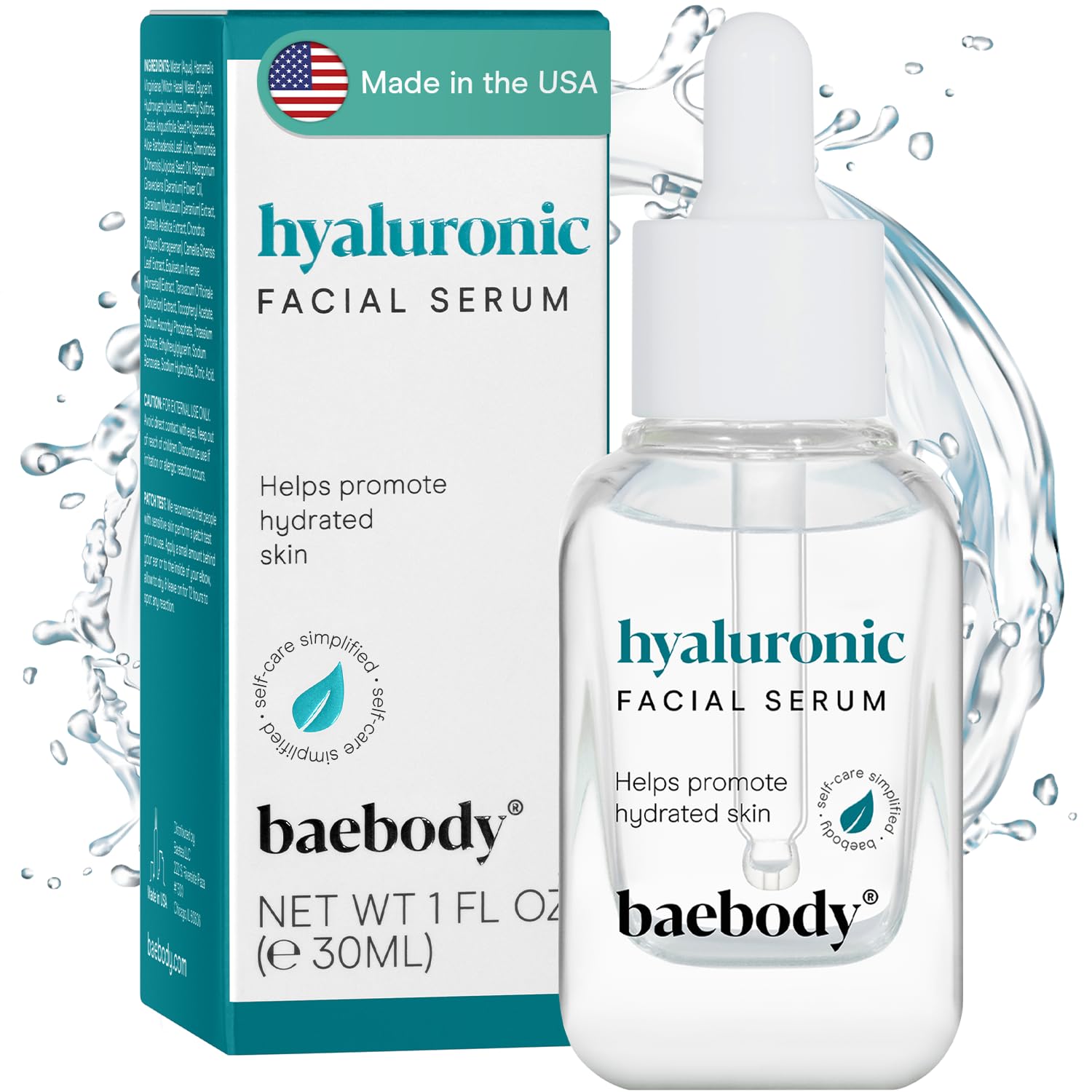 Baebody Hyaluronic Acid Serum for Face, Professional Anti-Aging Topical Facial Serum w Vitamin C & Vitamin E, Reduces Wrinkles & Fine Lines for Radiant and Younger Looking Skin, 1oz