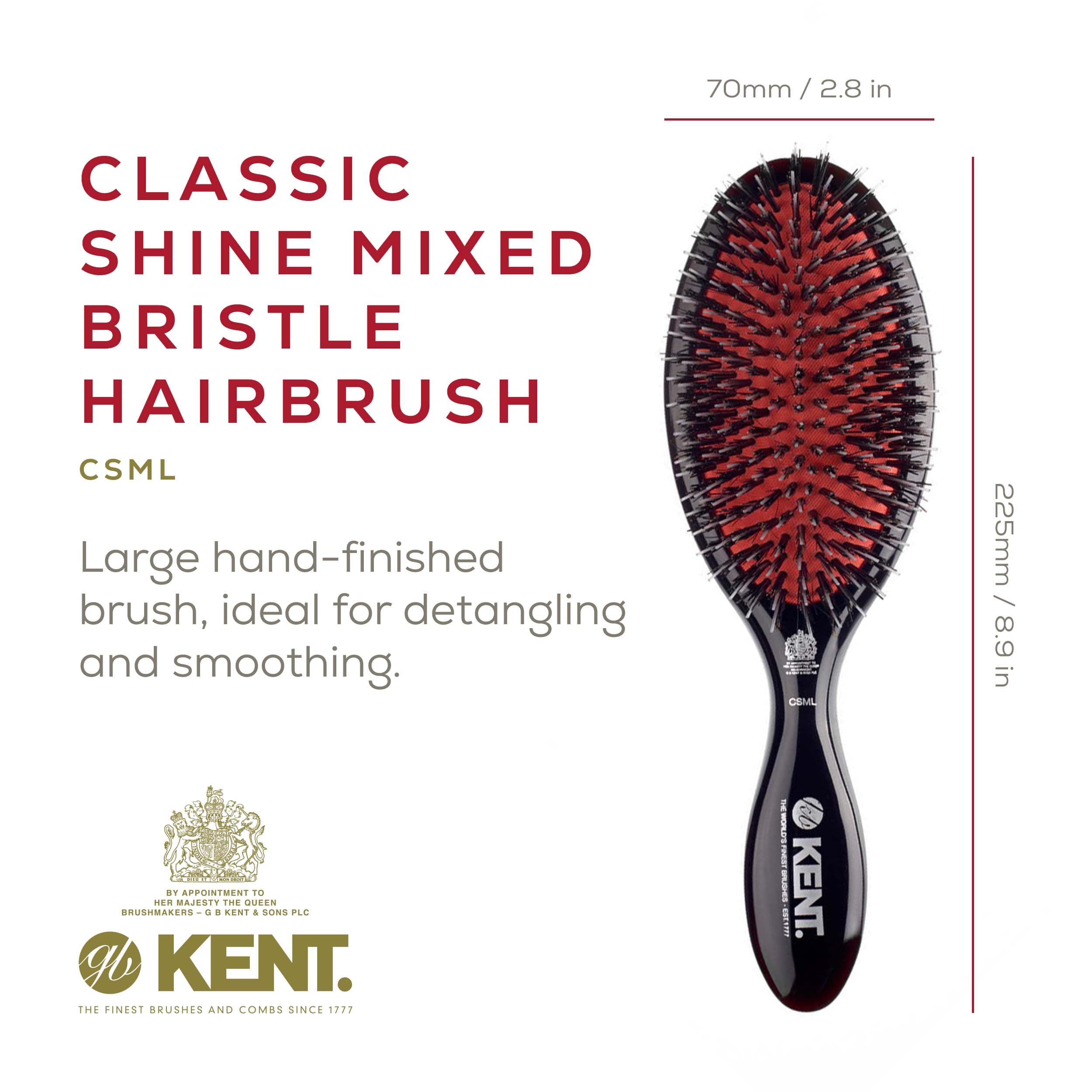Kent Midnight Ruby Finish Blended Nylon & Pure Bristle Handbag Brush, Black