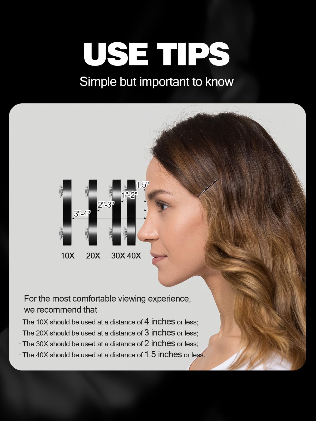 Macaki 20X/30X/40X Magnifying Mirror with Suction Cups and Tweezers Set, 3.5 inches Travel Magnified Makeup Mirror, Black, 3PCS