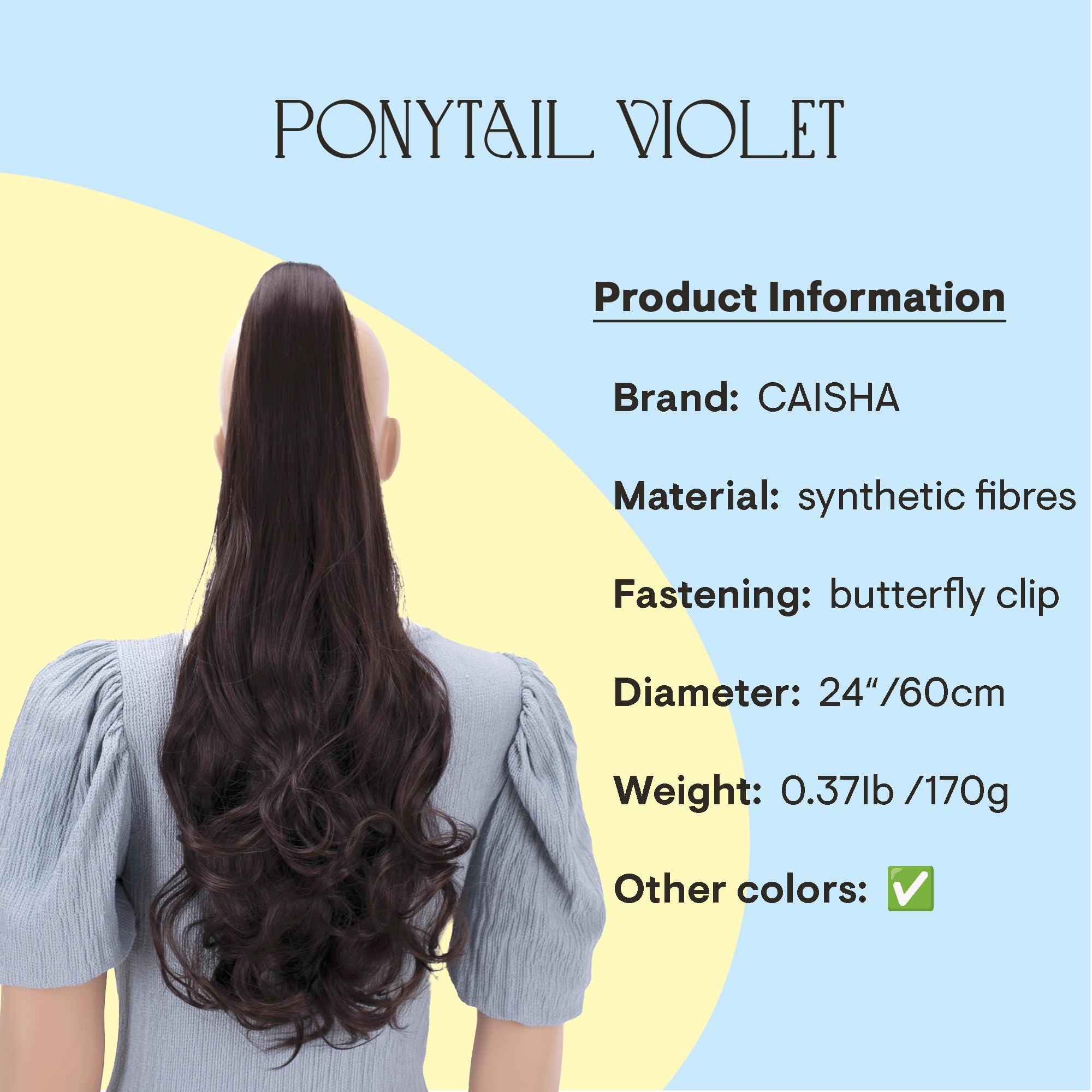 chocolate brown #4a H50 : PRETTYSHOP 24 Hair Piece Pony Tail Extension Very Long & Voluminous Curly Or Wavy Heat-Resisting H50