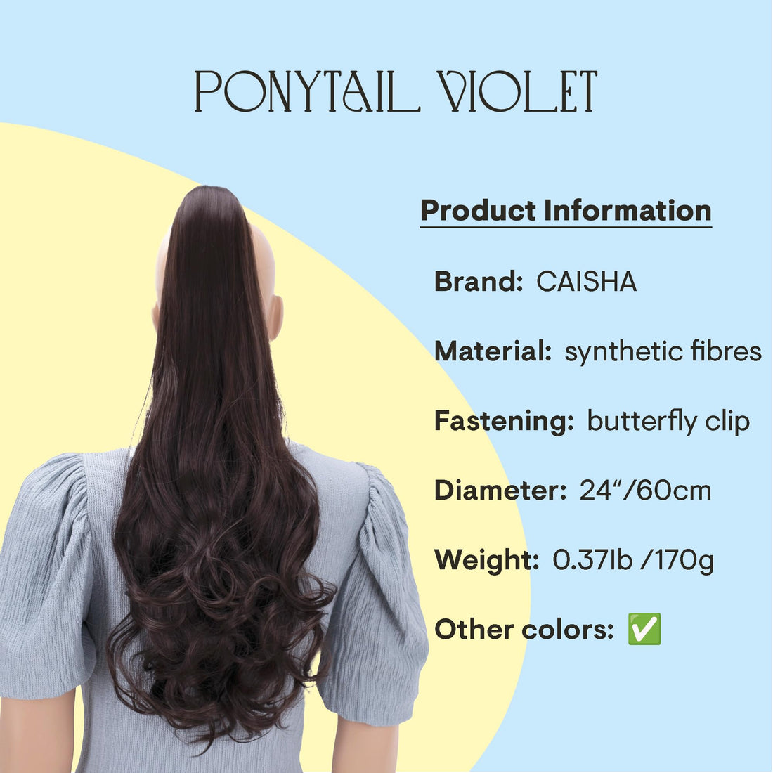 chocolate brown #4a H50 : PRETTYSHOP 24 Hair Piece Pony Tail Extension Very Long & Voluminous Curly Or Wavy Heat-Resisting H50