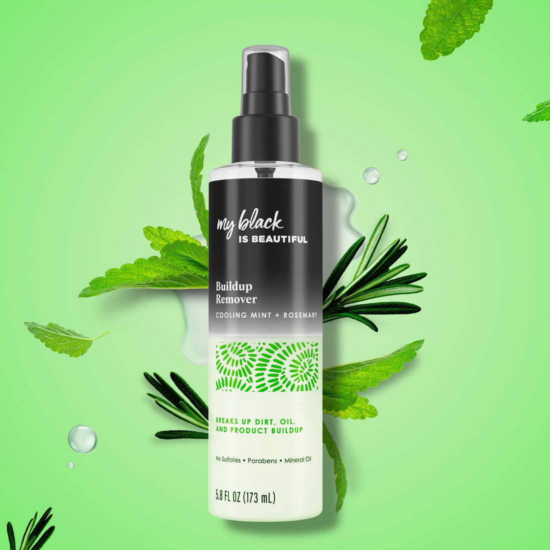 MY BLACK IS BEAUTIFUL Buildup Remover, Cleans Scalp Between Washes, For Coily Hair and Protective Styles, For Daily Use or Pre Shampoo, Scalp Treatment, Sulfate Free, Rosemary and Mint, 5.8 fl oz