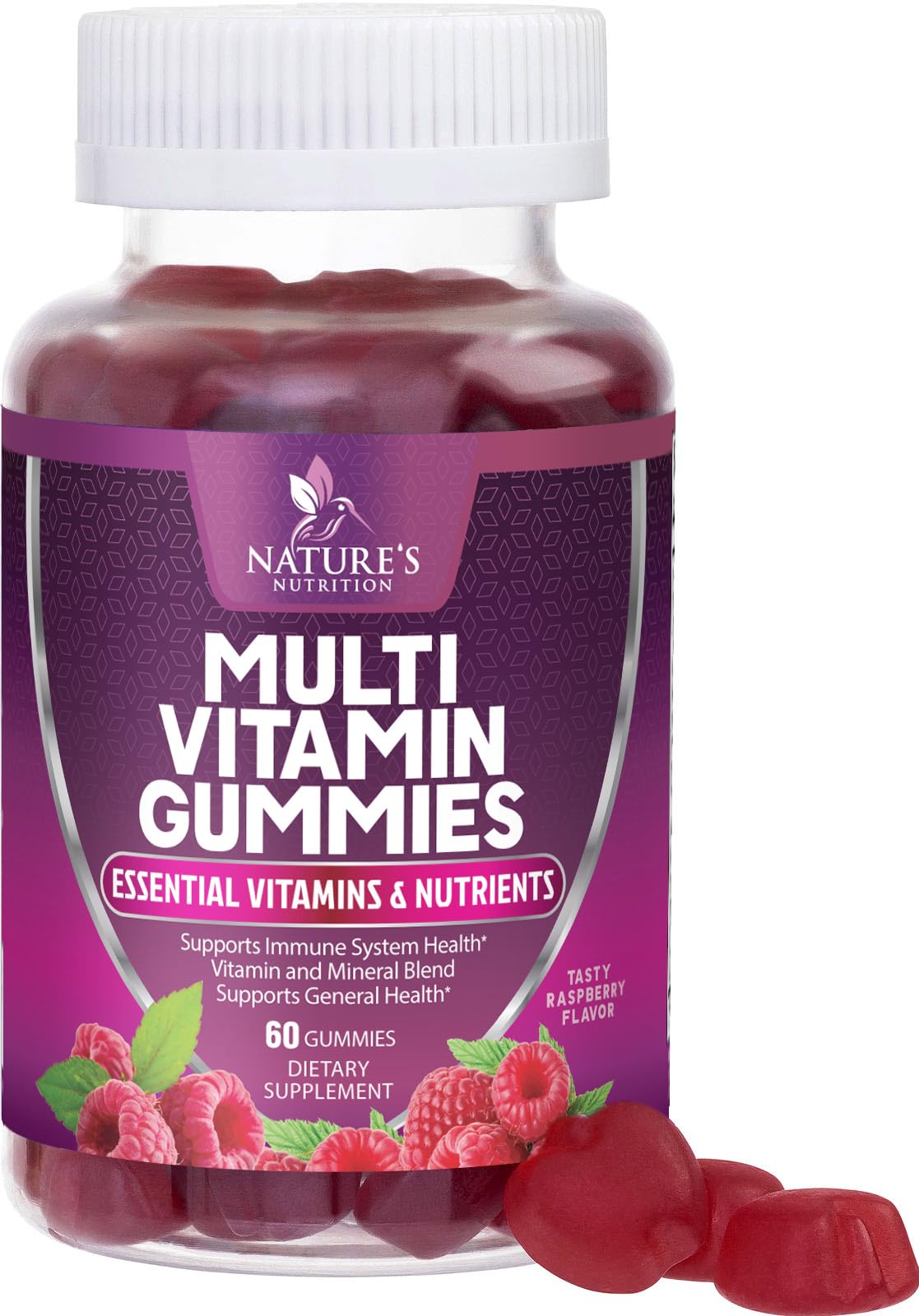 Multivitamin Gummy Vitamins, Berry Flavored Adult Daily Vitamins for Women & Men with Multi Vitamin A, C, D, E, B6, B12, Zinc & Antioxidants Supplement for Immune Health Support, Non-GMO - 60 Gummies