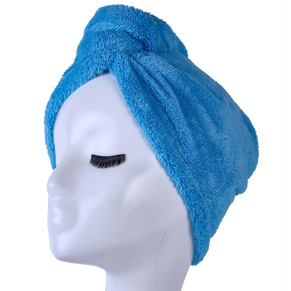 YYXR Microfiber Hair Drying Towel Ultra Absorbent Twist Hair Turban Drying Cap Hair Wrap (blue)