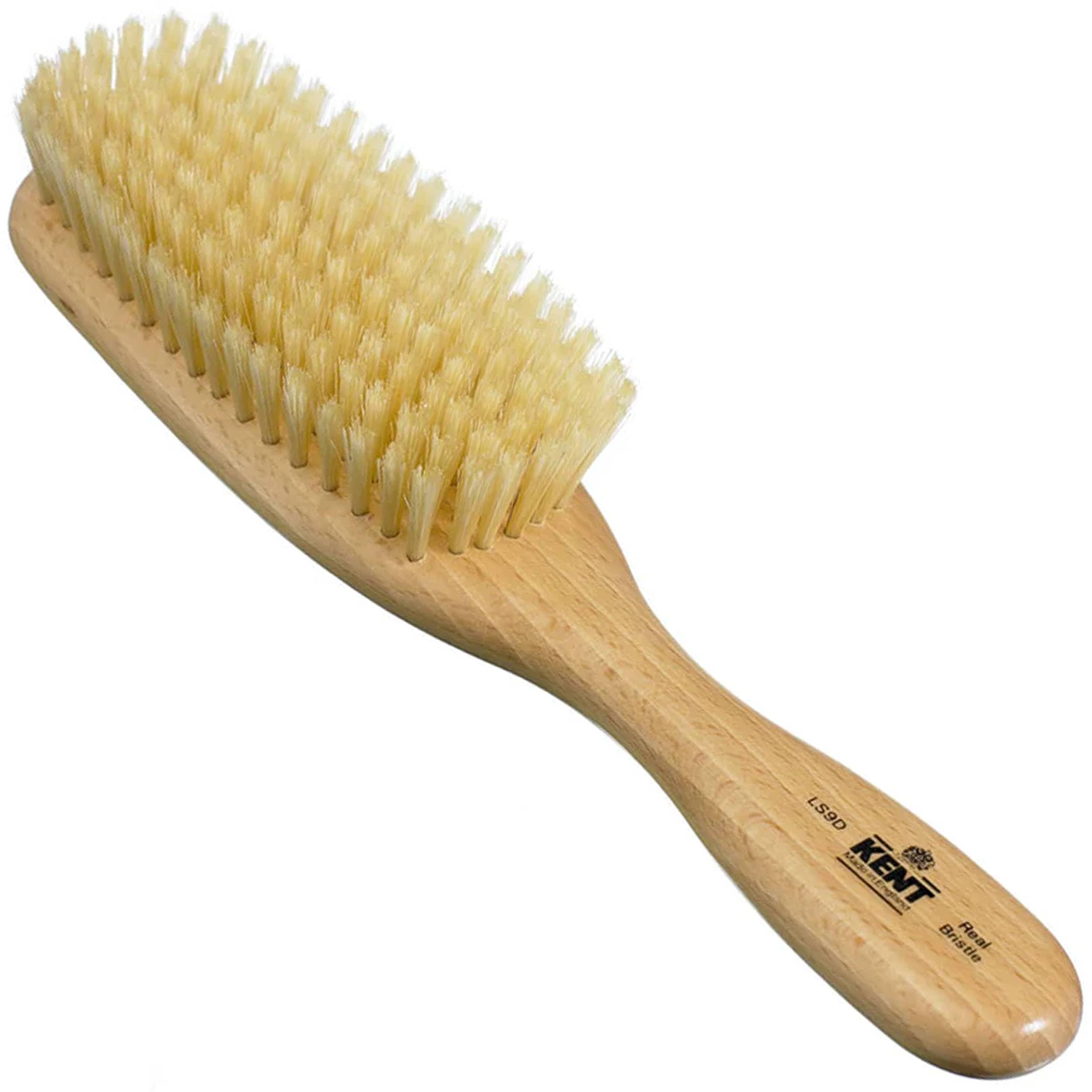 Kent LS9D Narrow Satin Wood Pure Soft White Bristle Grooming Premium Brush