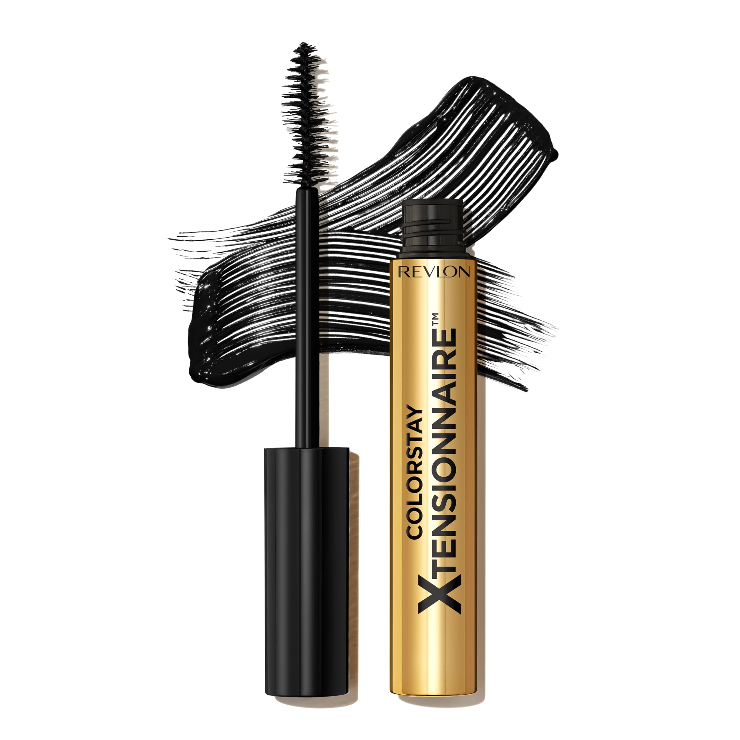 Revlon ColorStay Xtensionnaire Lengthening Lash Serum and Mascara In One, Tapered Brush for 2X Longer Looking Eyelashes, Infused with Pro Vitamin B5, Smudge-Proof, 201 Blackest Black