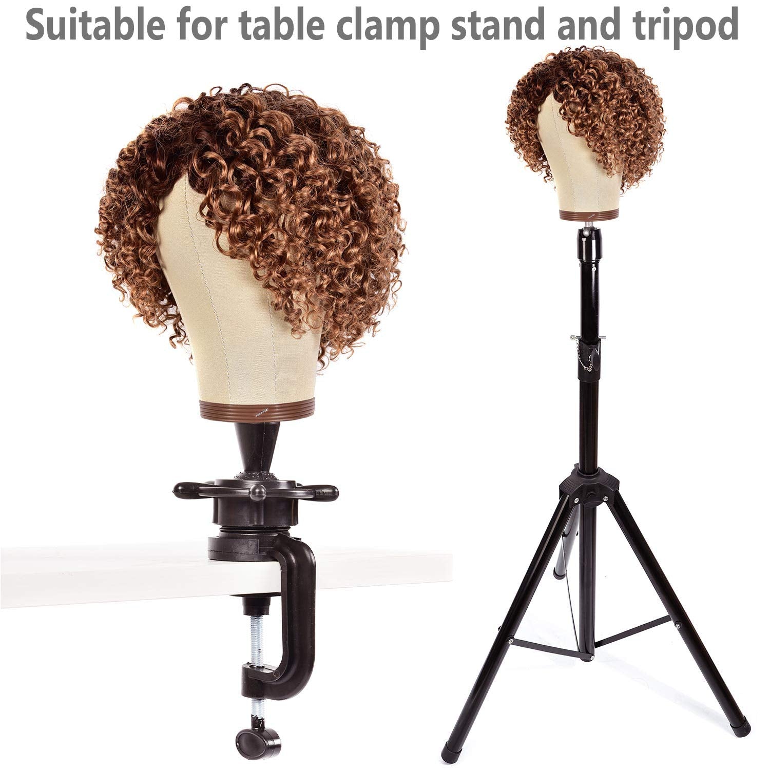 ZGCYSMHT 23 Inch Wig Head Cork Canvas Block Head Mannequin Head With Stand for Making Wigs (21Inch-24Inch)
