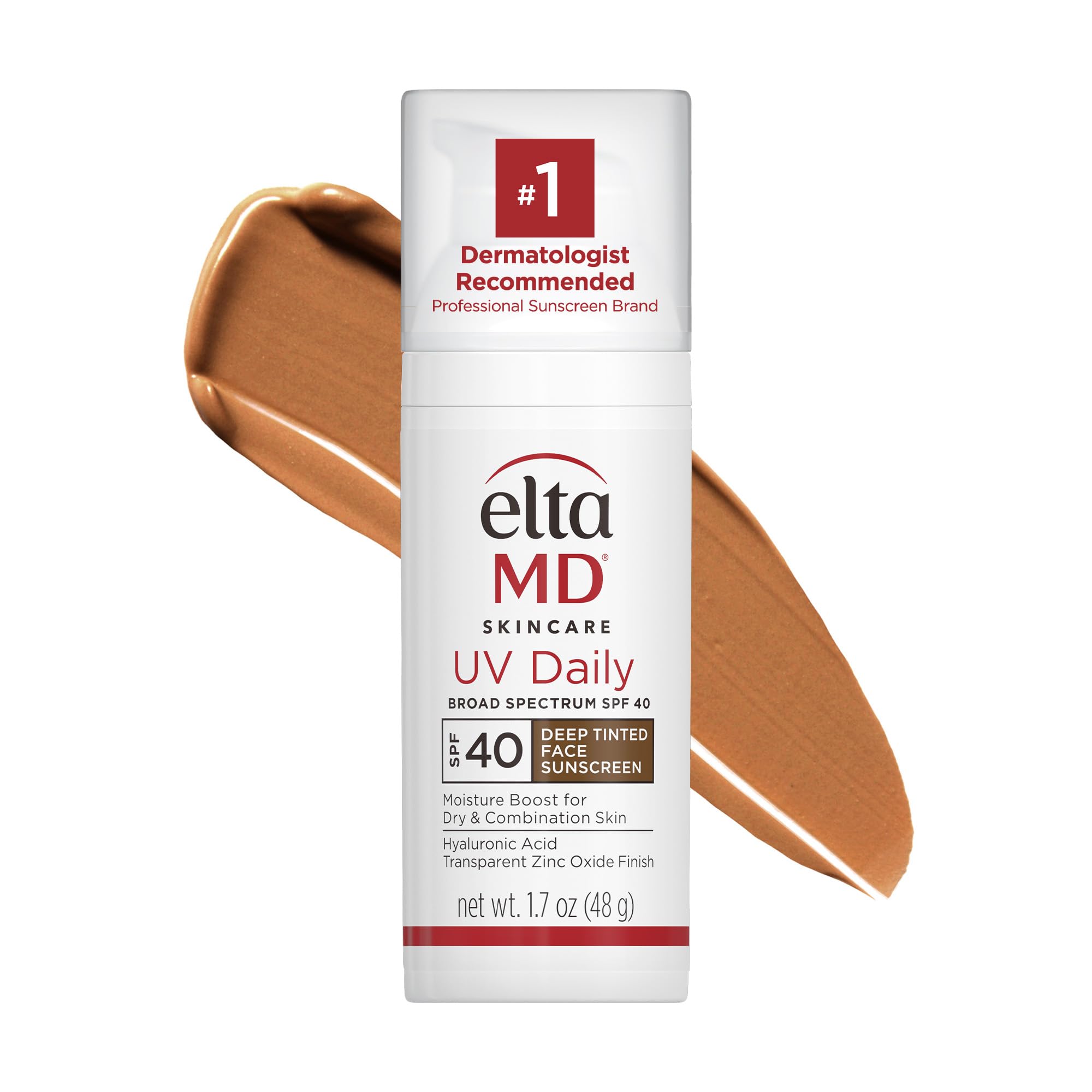 EltaMD UV Daily Deep Tinted SPF 40 Face Sunscreen Moisturizer with Zinc Oxide, Tinted Daily Face Moisturizer with SPF, Sunscreen for Dry Skin,1.7 oz Pump