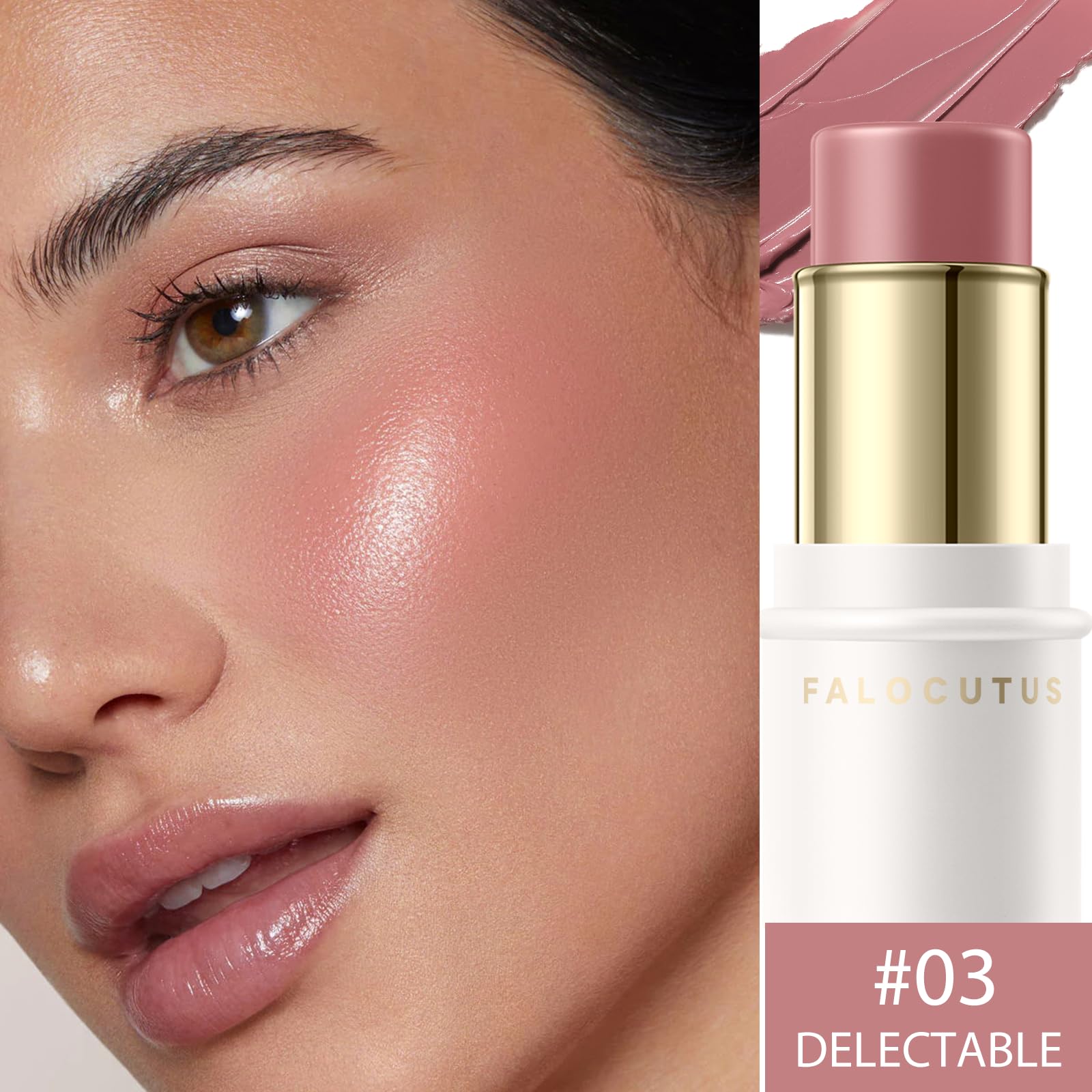 FALOCUTUS 2Pcs Cream Blush Makeup Stick,Monochromatic Multi-Stick Face Blush for Cheek,Lip and Eye,Matte and Dewy Finish for Long Wearing,Easy Application.DELECTABLE