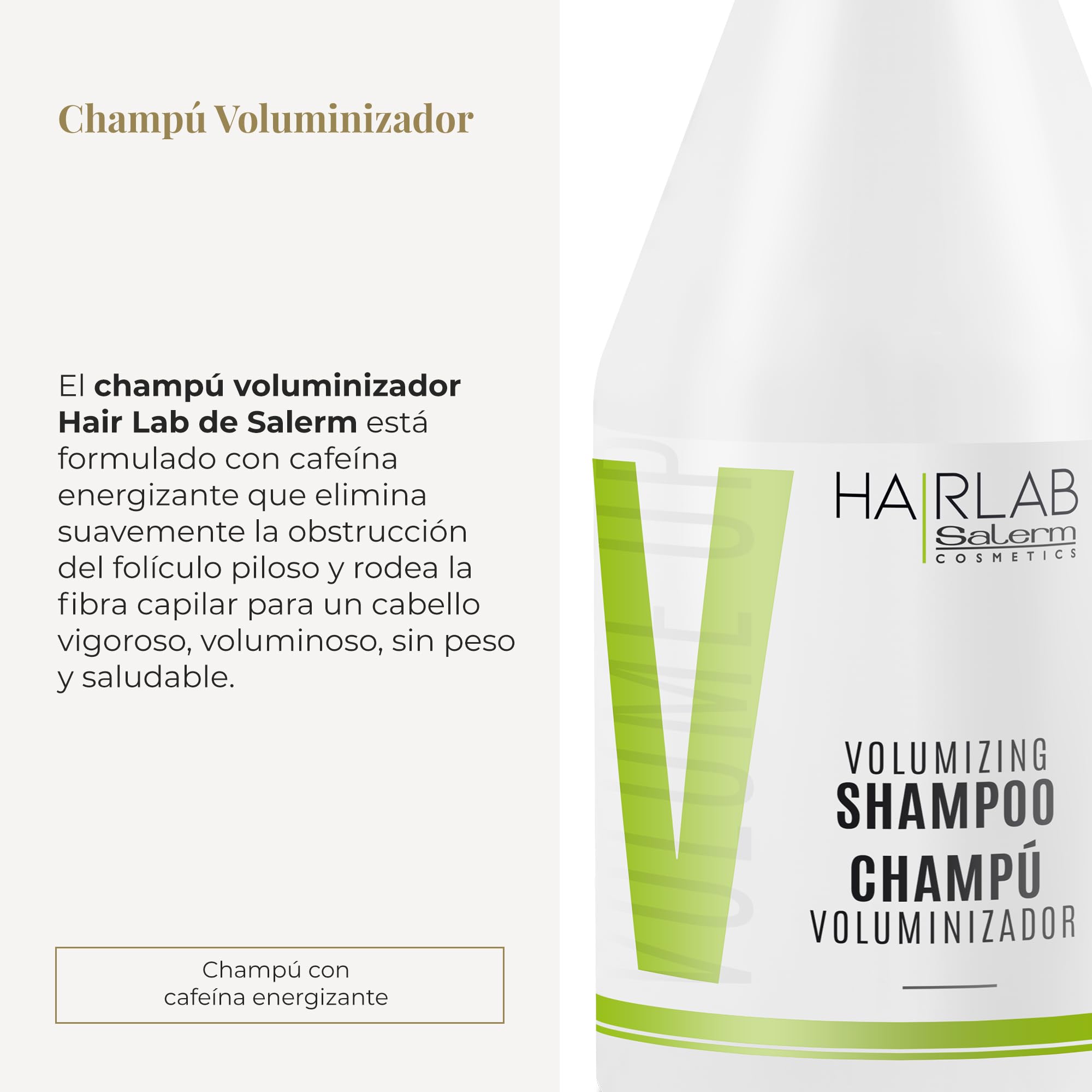 Salerm - Volume Shampoo - Hair Lab - 300 ml - With Energizing Caffeine - For Fine and Flat Hair - Adds Body and Texture to Hair - Gentle Cleanse - Paraben-Free