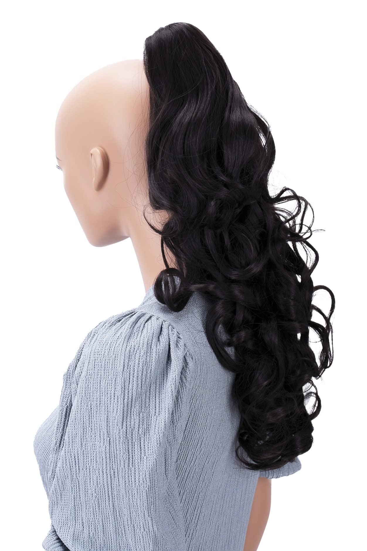 22 & 150g Hair Piece Pony Tail Extension (DARK BROWN CHOCOLATE) Very Long & Voluminous Curled Wavy Heat-Resisting Like Real Human Hair