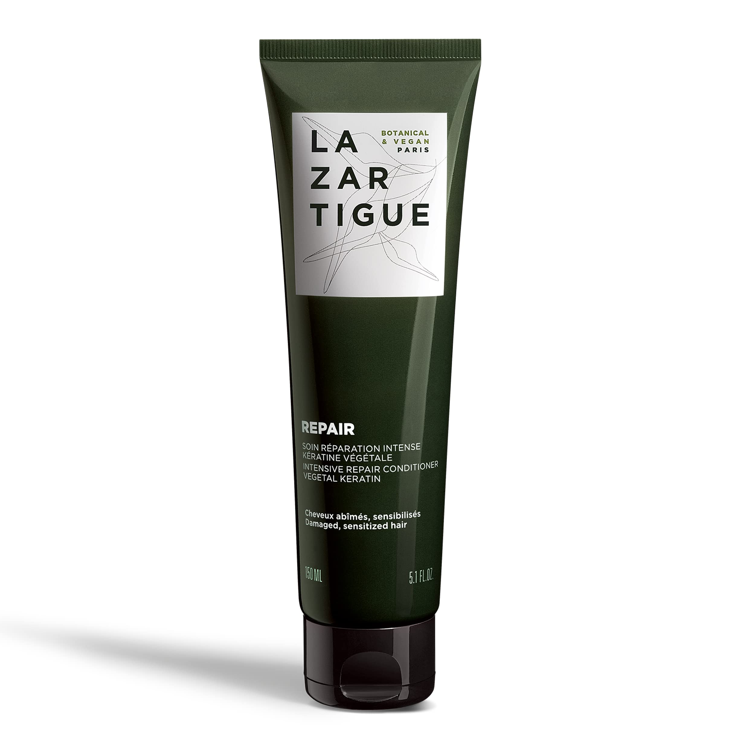 Lazartigue Repair Conditioner, Intensive Repair for Damaged Hair, Enriched with Vegetal Keratin, Vegan, Sulfate-Free, Silicone-Free, 5.1 fl.oz.