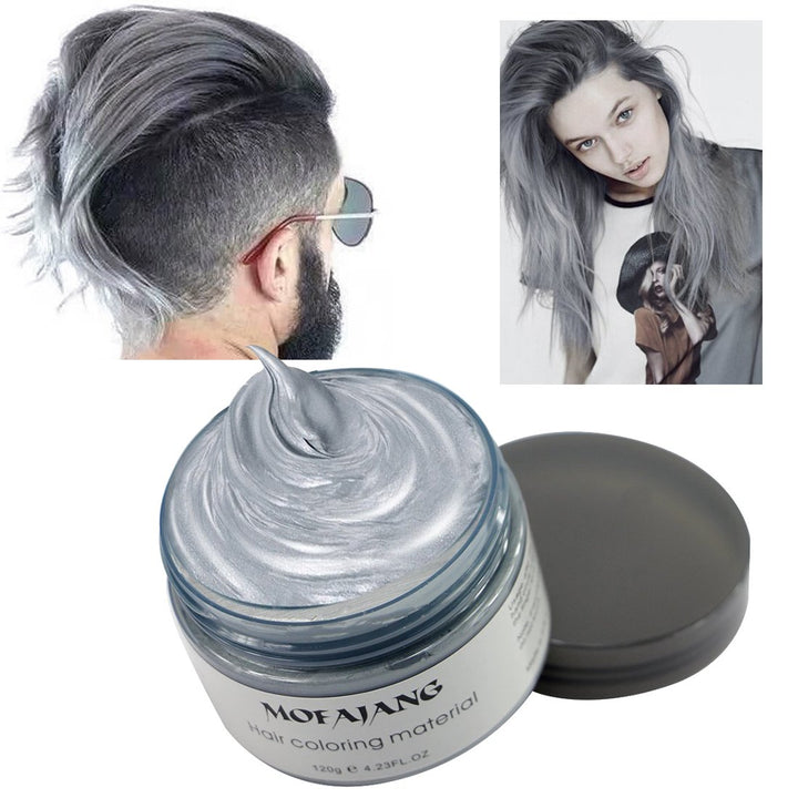 Hair Coloring Wax, Disposable Instant Matte Hairstyle Mud Cream Hair Pomades for Kids Men Women to Cosplay Nightclub Masquerade Transformation (Ash Grey)