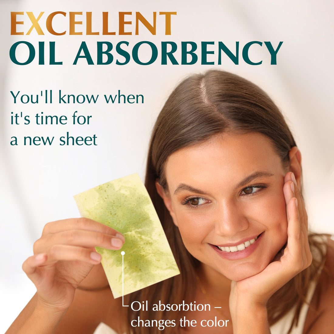 Natural Green Tea Oil Blotting Sheets for Face - 25% Larger - 100 Makeup Friendly Blotting Papers for Face - Easy Dispensing Oil Absorbing Sheets