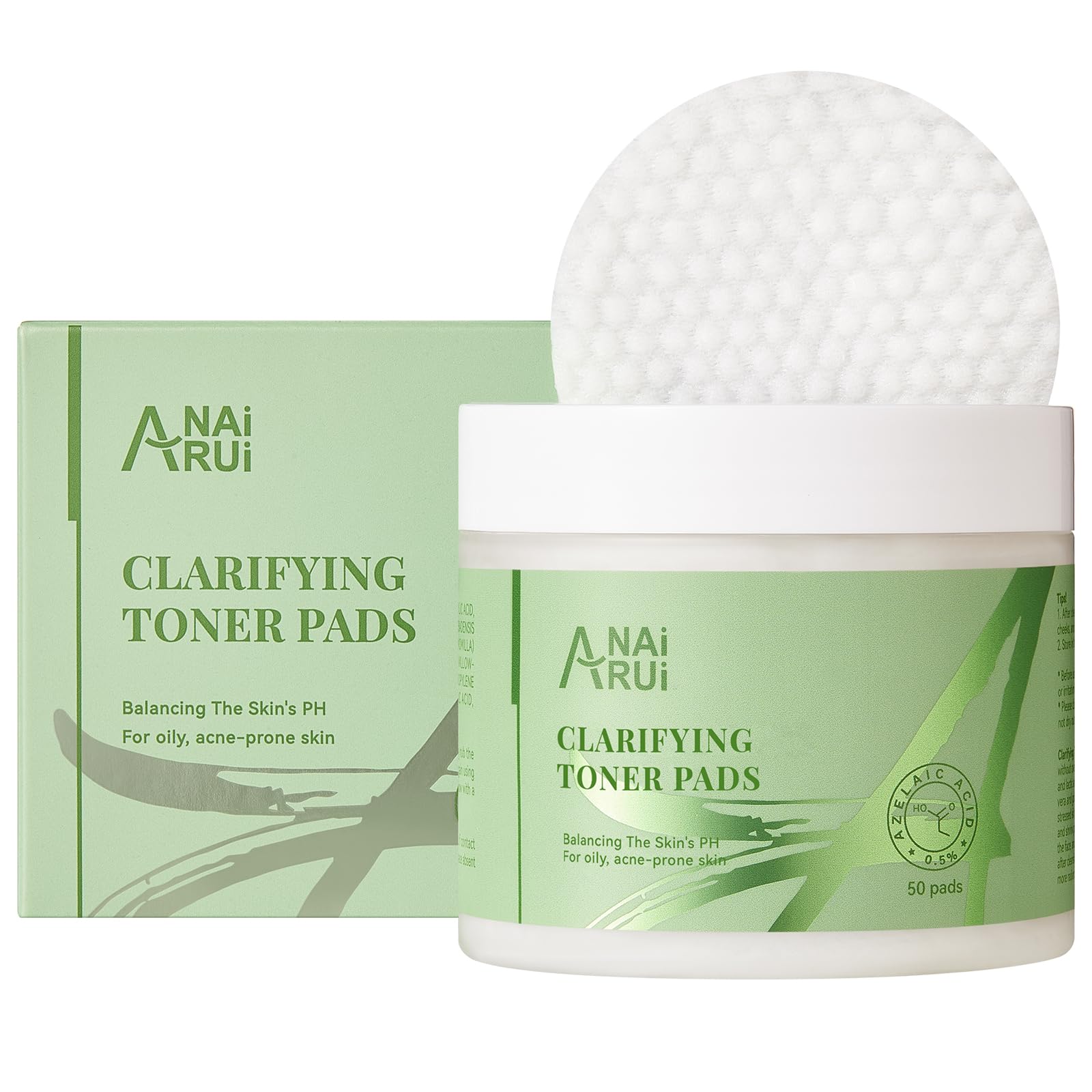 ANAI RUI Clarifying Toner Pads for FaceFacil Peel Pad, Face Exfoliating Pad, Balance Skin's PH, 50 Pads