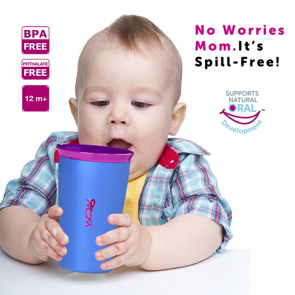 Wow Cup for Kids Original 360 Sippy Cup, Green with Orange Lid, 9 oz
