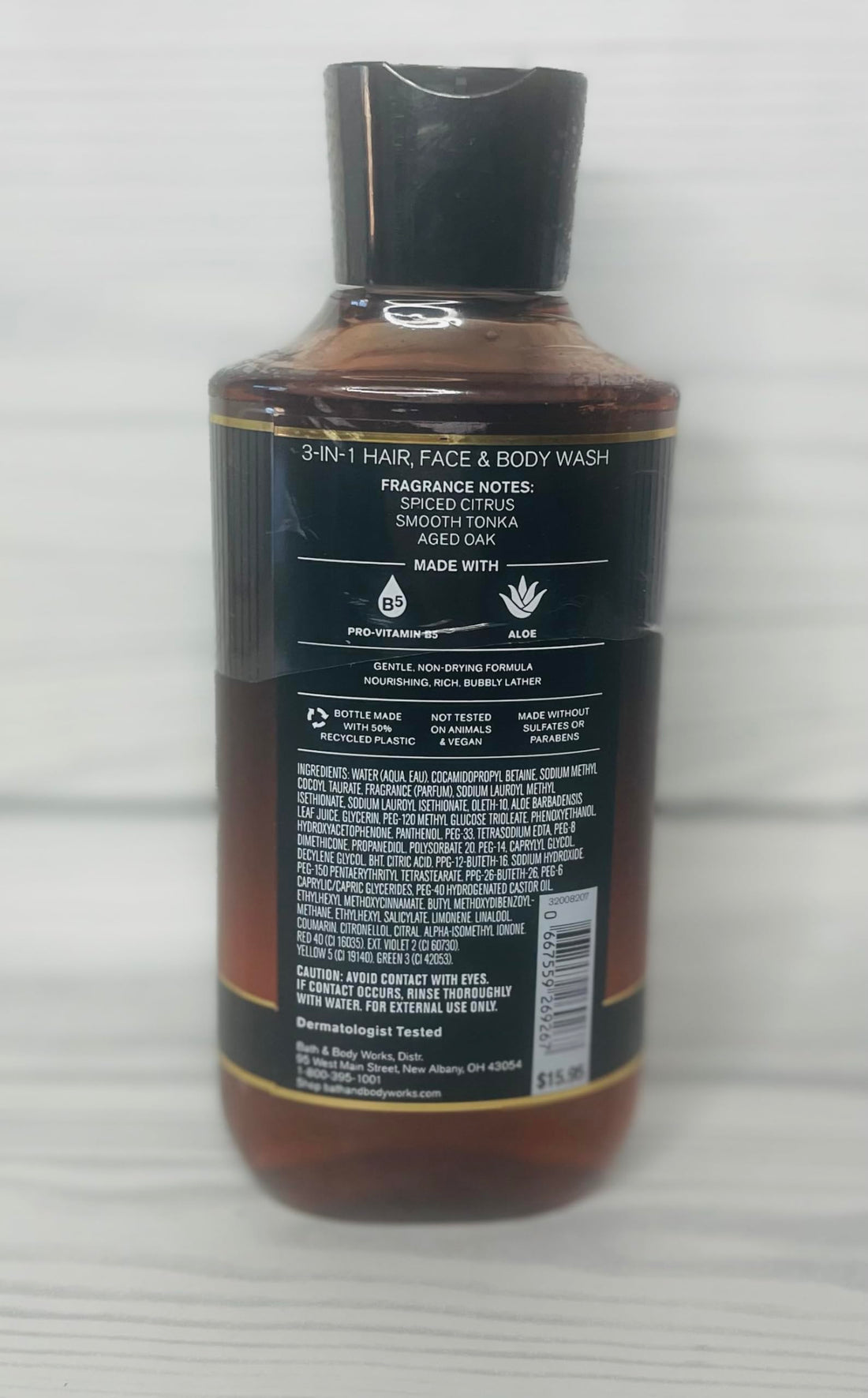 Bath & Body Works Men's Single Barrel Bourbon 3-in-1 Hair, Face & Body Wash 10 Ounce