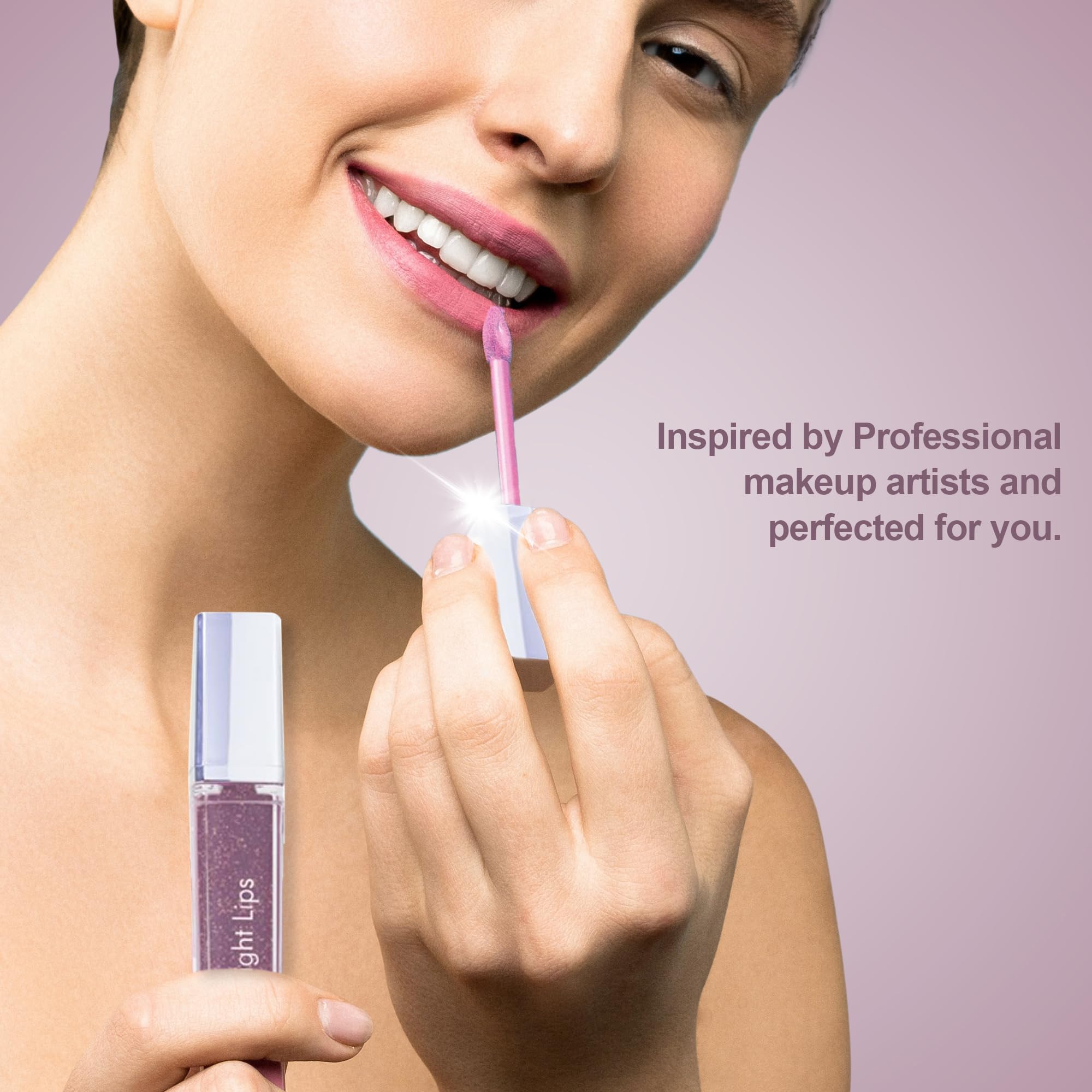 Light Up Lip Gloss with Mirror | Hot Pink Glitter | Bright LED Lighted Wand |Gifts|Holidays|Christmas|Bridal