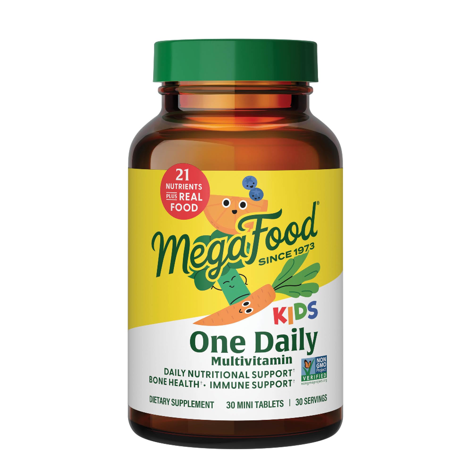 MegaFood Kids One Daily Multivitamin - Convenient Mini Multivitamin For Kids - Kids Vitamins With Zinc, Vitamin C, B Vitamins & Vitamin D - Vegetarian, Gluten Free, Non GMO - 30 Tablets, 30 Servings