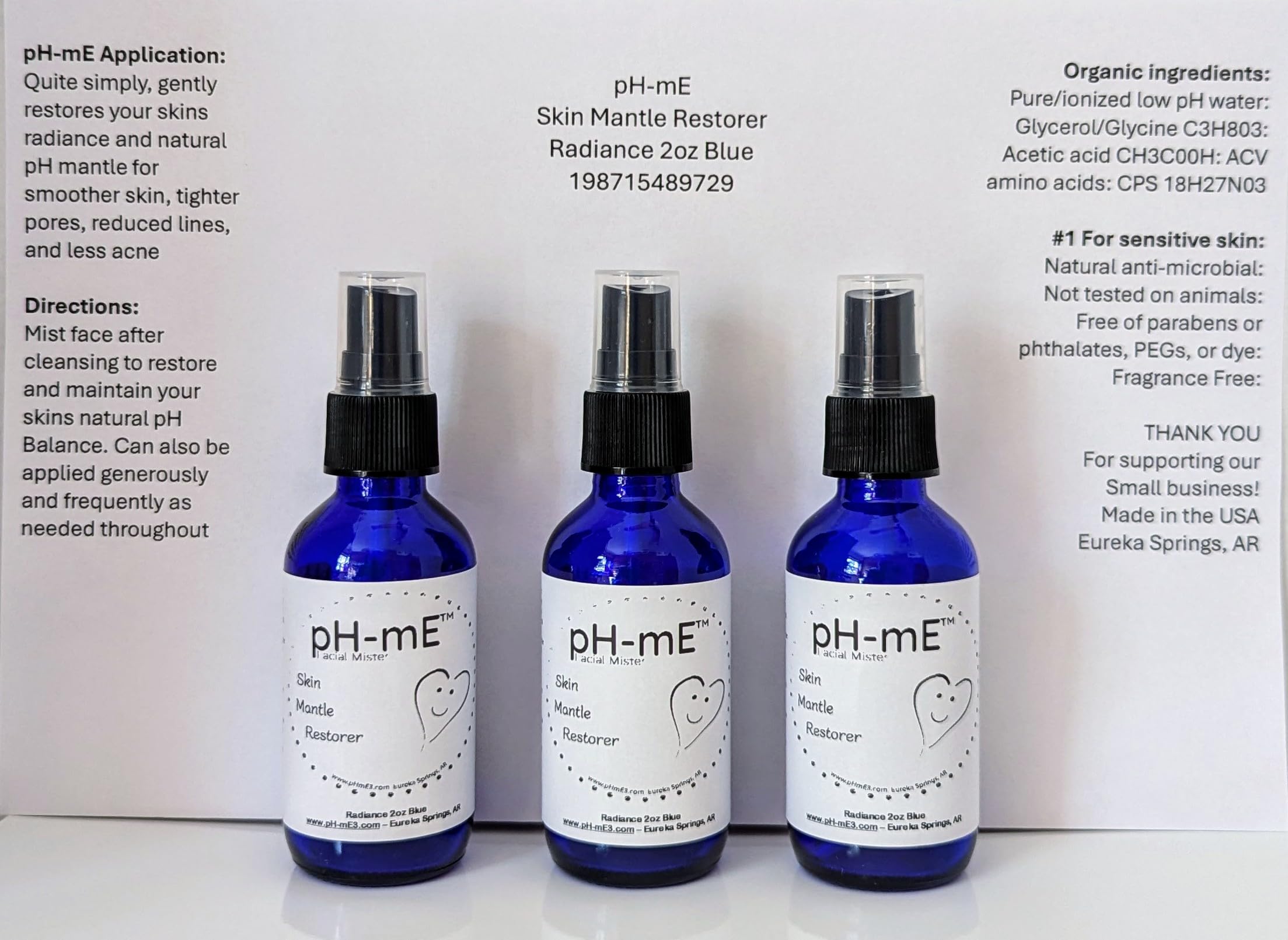 pH-mE Natural Organic Skin Restoring Spray, Balances pH 4.5+ for Smoother Skin, Less Acne and Inflammation, Blue 2oz for Normal Skin (1 Fl Oz (Pack of 1))