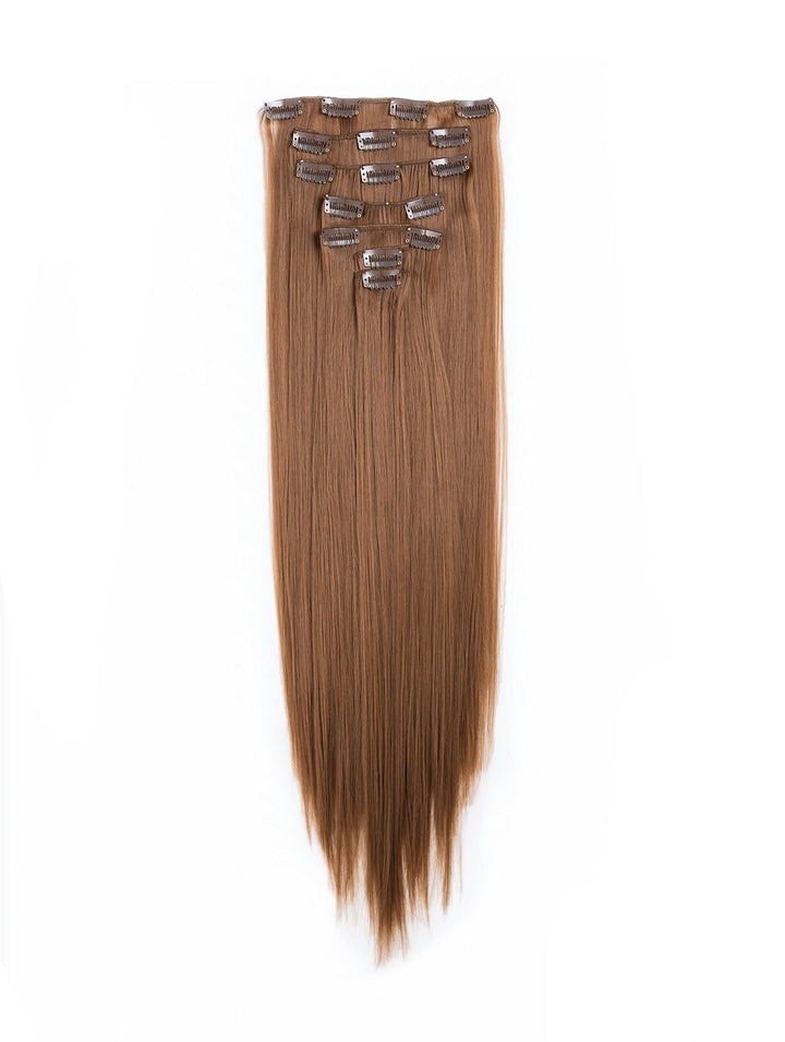 SWACC Women 22 Inches Straight Full Head 7 Separate Pieces Heat Resistance Synthetic Hair Clip in Hair Extensions (Strawberry Blonde-27#)