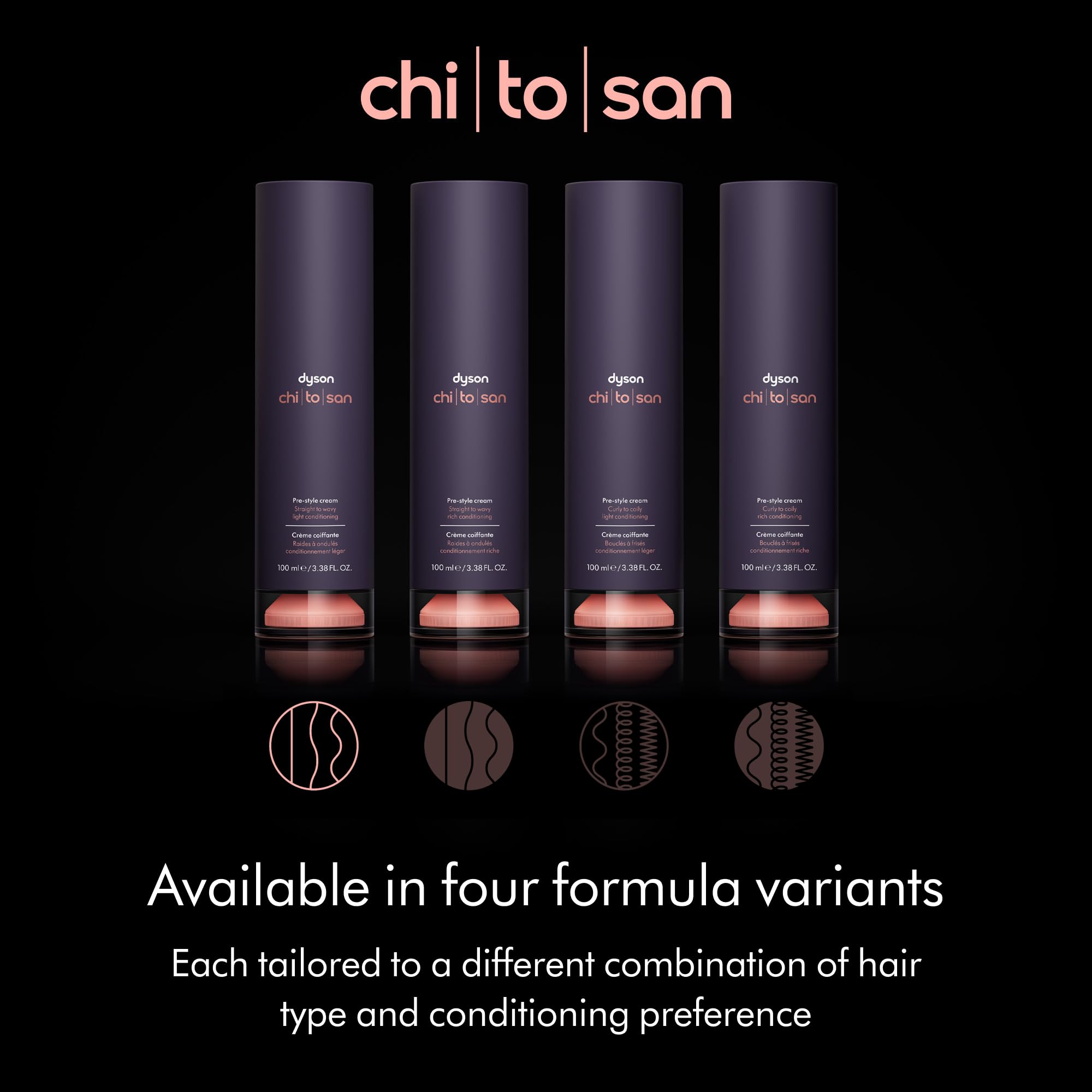 Dyson Chitosan™ Pre-style cream, Straight to Wavy, Light Conditioning, 100ml