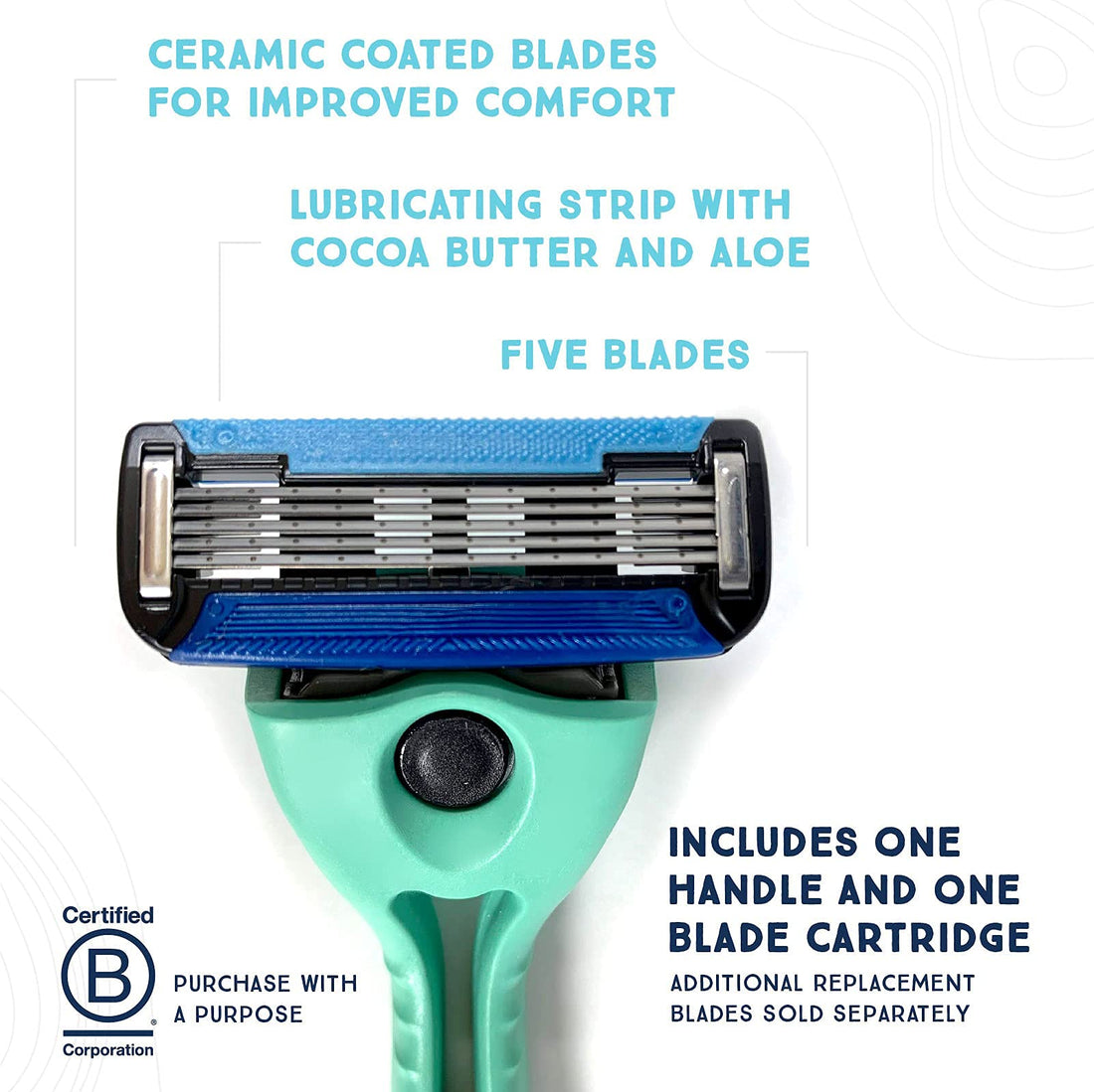 Preserve Shave 5 Five Blade Refillable Razor, Made from Recycled Materials, Coral Pink