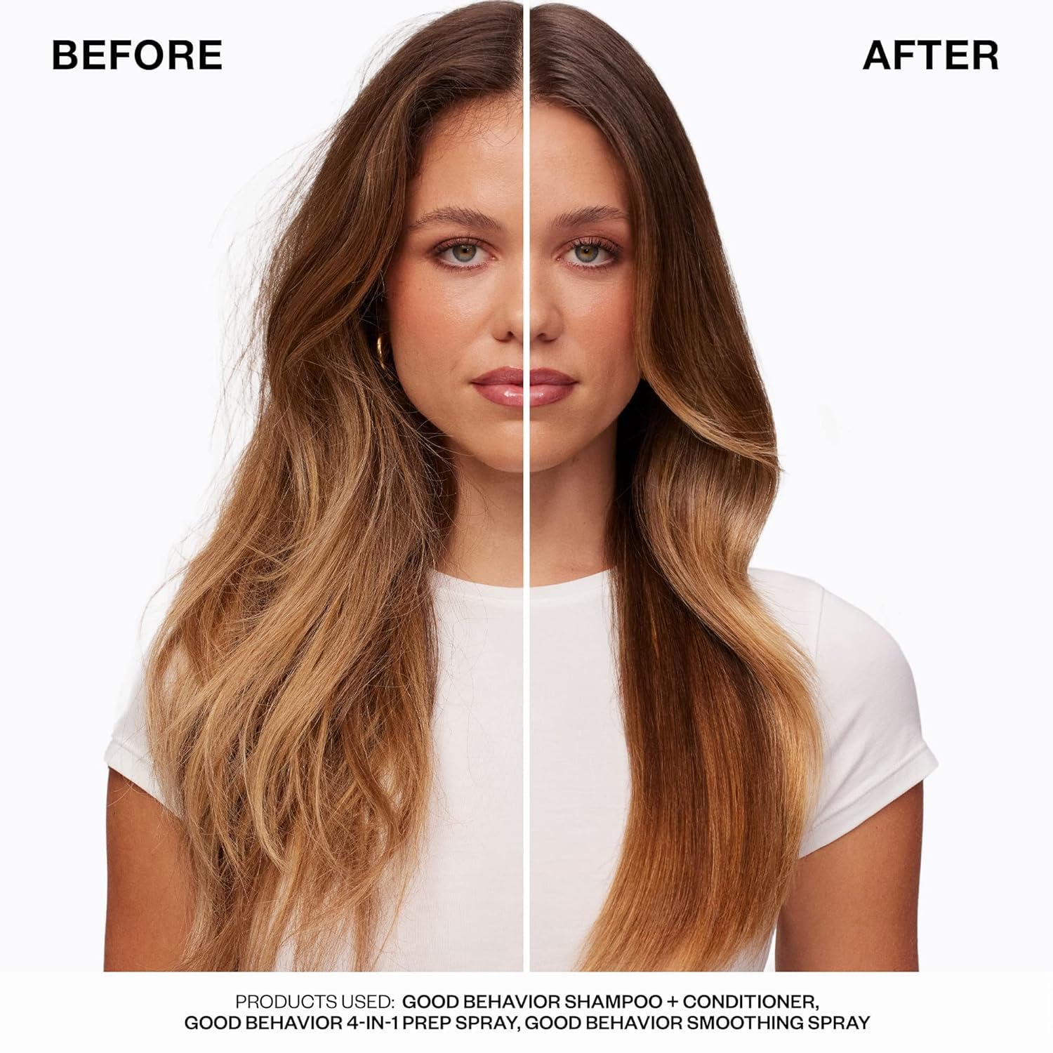 IGK GOOD BEHAVIOR Ultra Smooth Shampoo & Conditioner Set (8 Oz) + GOOD BEHAVIOR Spirulina Protein Smoothing Spray (5.6 Oz) | Frizz Control + Hydrates + Shine | Vegan + Cruelty Free | Set of 3