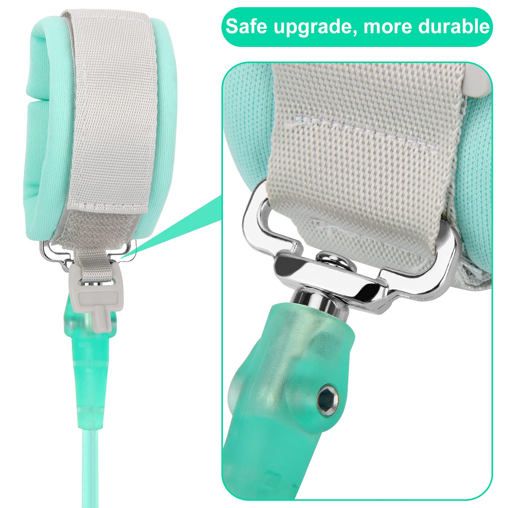 Blisstime Toddler Leash, 2 Pack Kid Leash Anti Lost Wrist Link with Key Lock Baby Leash Harness for Toddler (Mint Green+Pink)