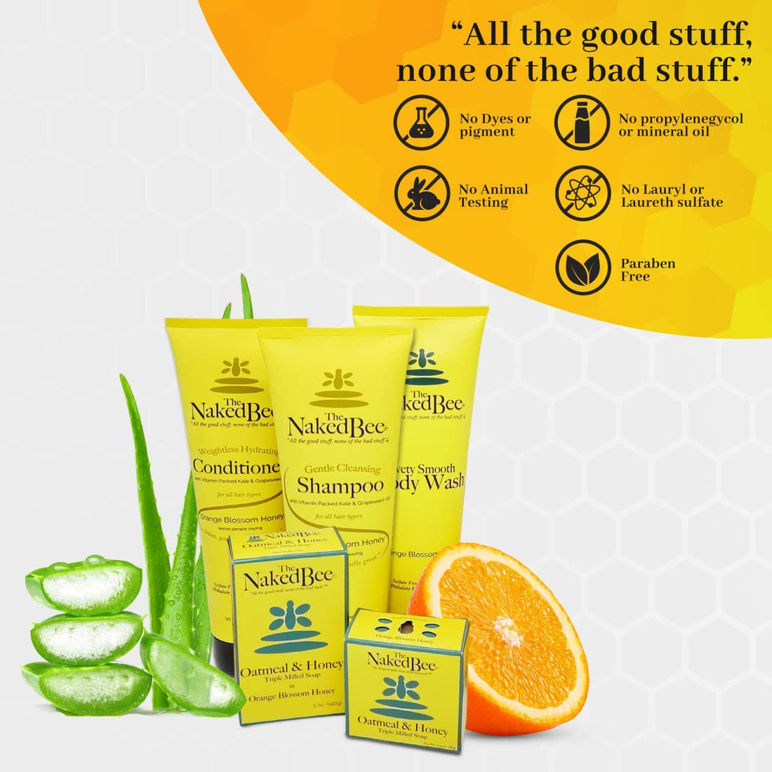 The Naked Bee Orange Blossom Honey Collection, Hand and Body Lotion 3 Piece Gift Set