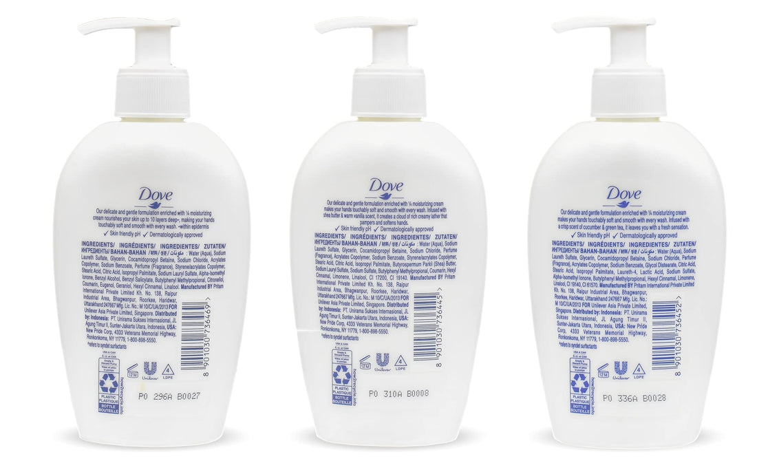 Dove, Nourishing Hand Wash Variety of 3 (Deeply Nourishing, Shea Butter & Warm Vanilla, Cucumber & Green Tea) - 250 ML (8.45 FL OZ) - International Version…