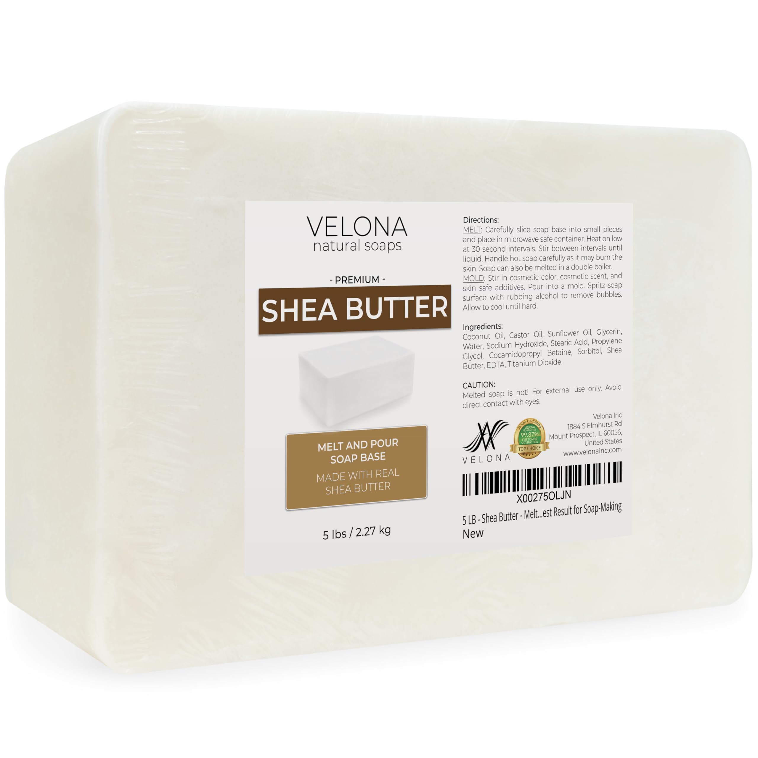 velona 5 LB - Shea Butter - Melt and Pour Soap Base SLS/SLES free | Natural Bars for The Best Result for Soap-Making